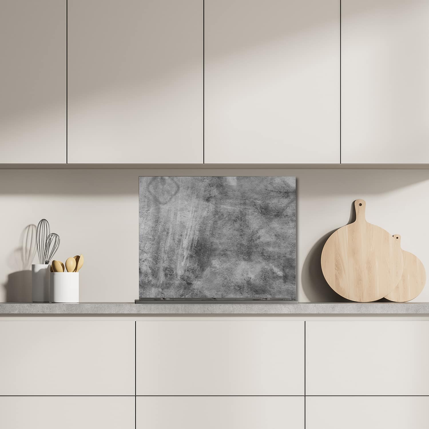 Eigen afmeting spatscherm-op-maat Keuken - Hittebestendig gehard glas - Grijze Muur