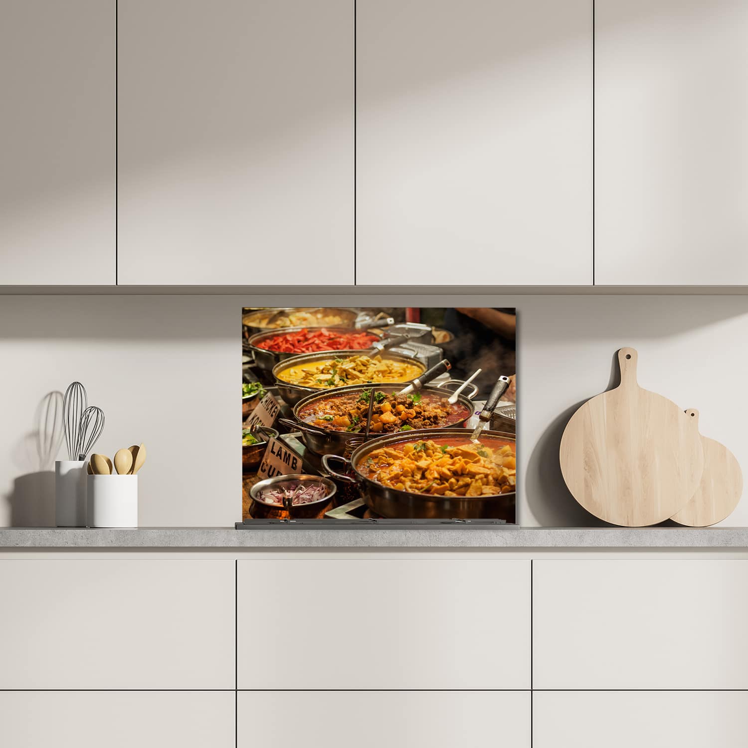 Eigen afmeting spatscherm-op-maat Keuken - Hittebestendig gehard glas - Smakelijke Gerechten