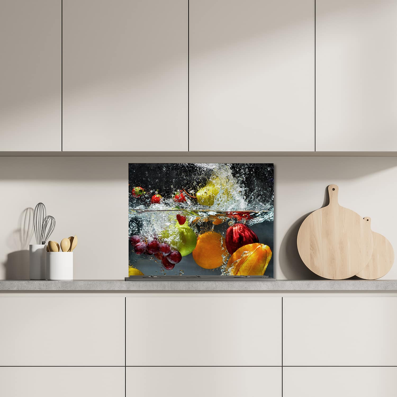 Eigen afmeting spatscherm-op-maat Keuken - Hittebestendig gehard glas - Fruit Splash