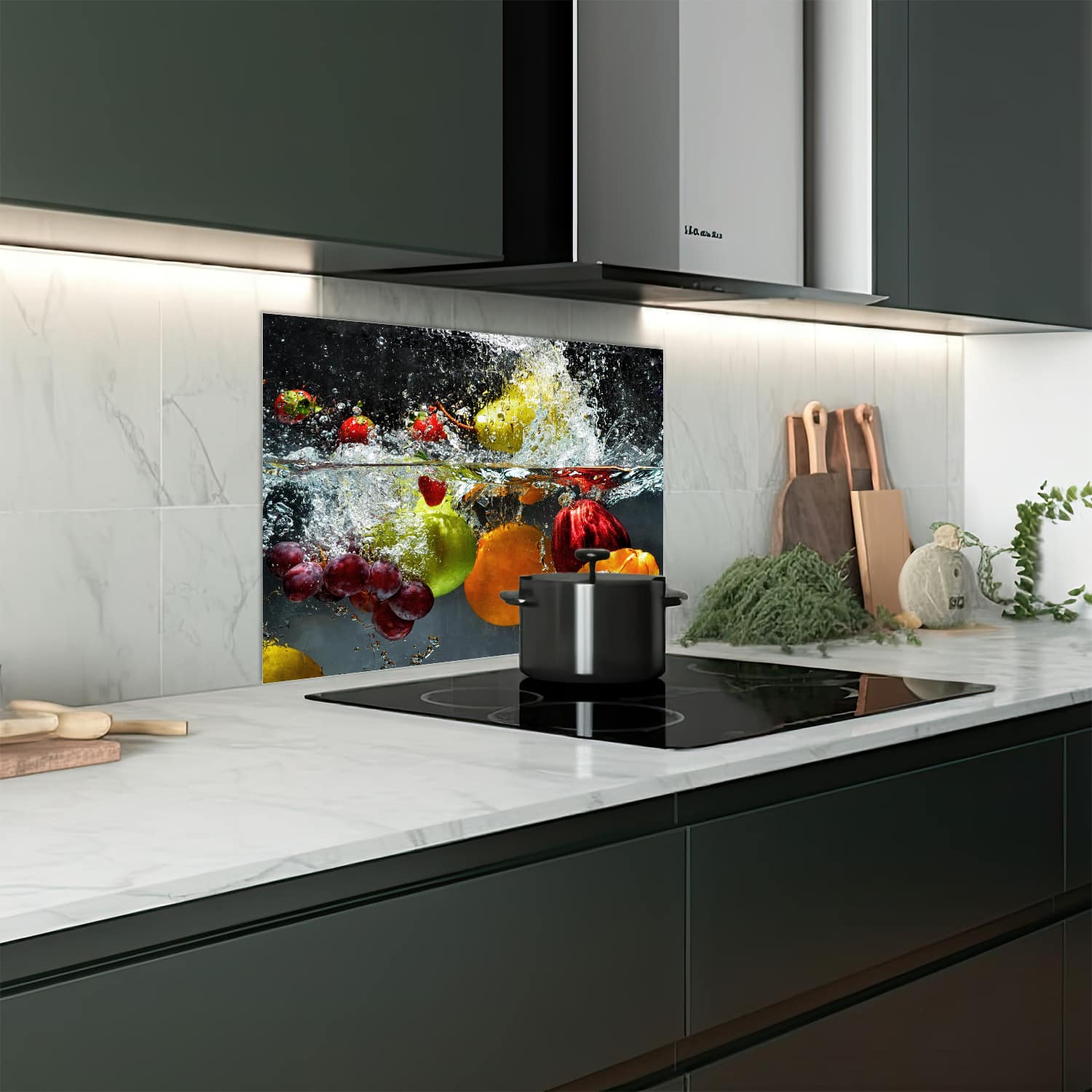 Eigen afmeting spatscherm-op-maat Keuken - Hittebestendig gehard glas - Fruit Splash