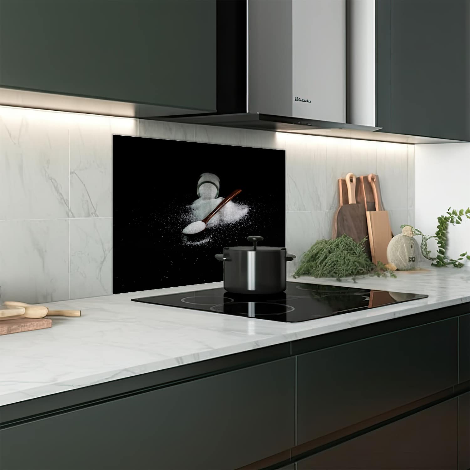 Eigen afmeting spatscherm-op-maat Keuken - Hittebestendig gehard glas - Suiker
