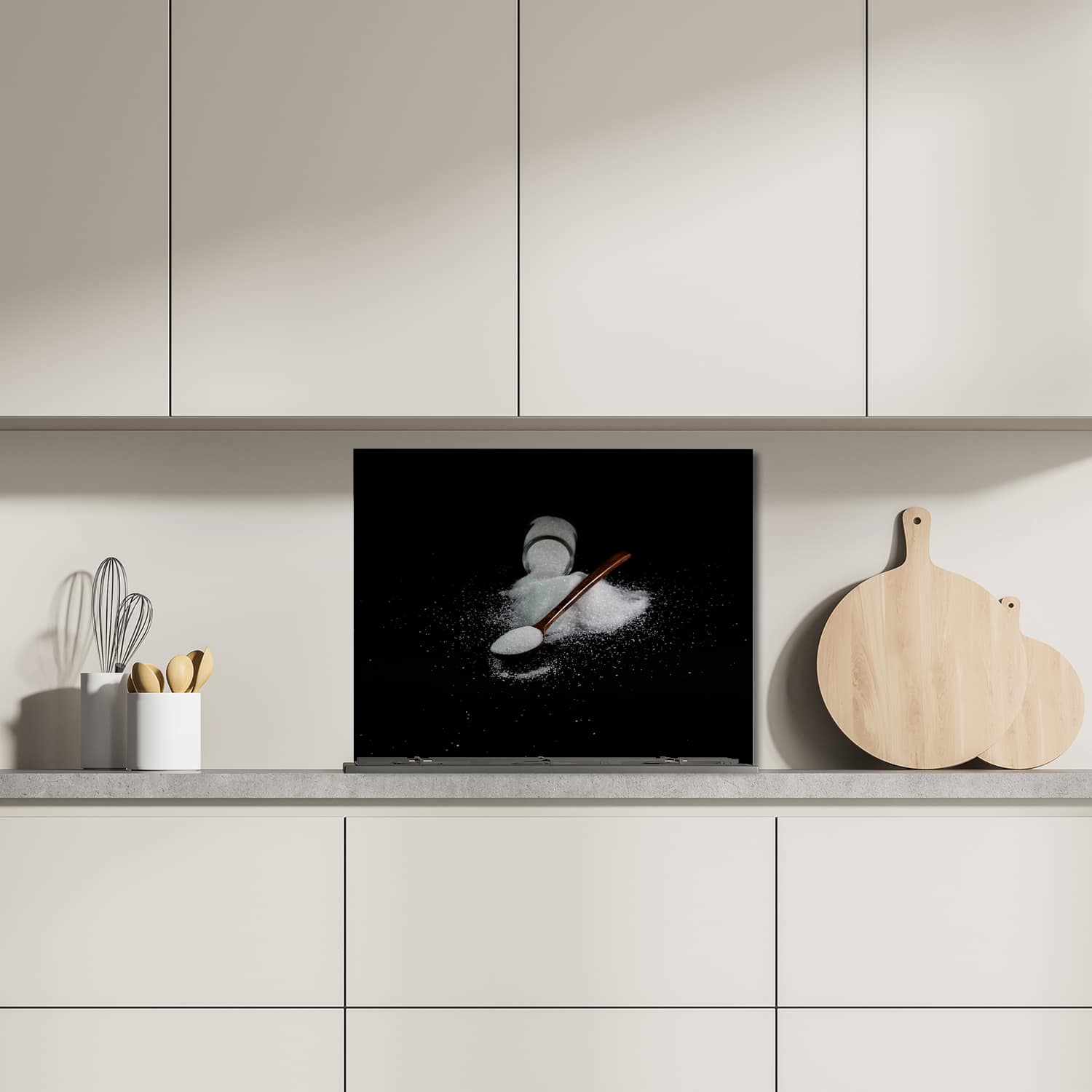 Eigen afmeting spatscherm-op-maat Keuken - Hittebestendig gehard glas - Suiker