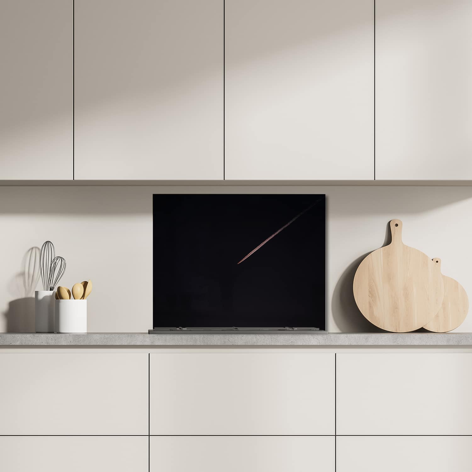 Eigen afmeting spatscherm-op-maat Keuken - Hittebestendig gehard glas - Vliegtuig in de Nacht