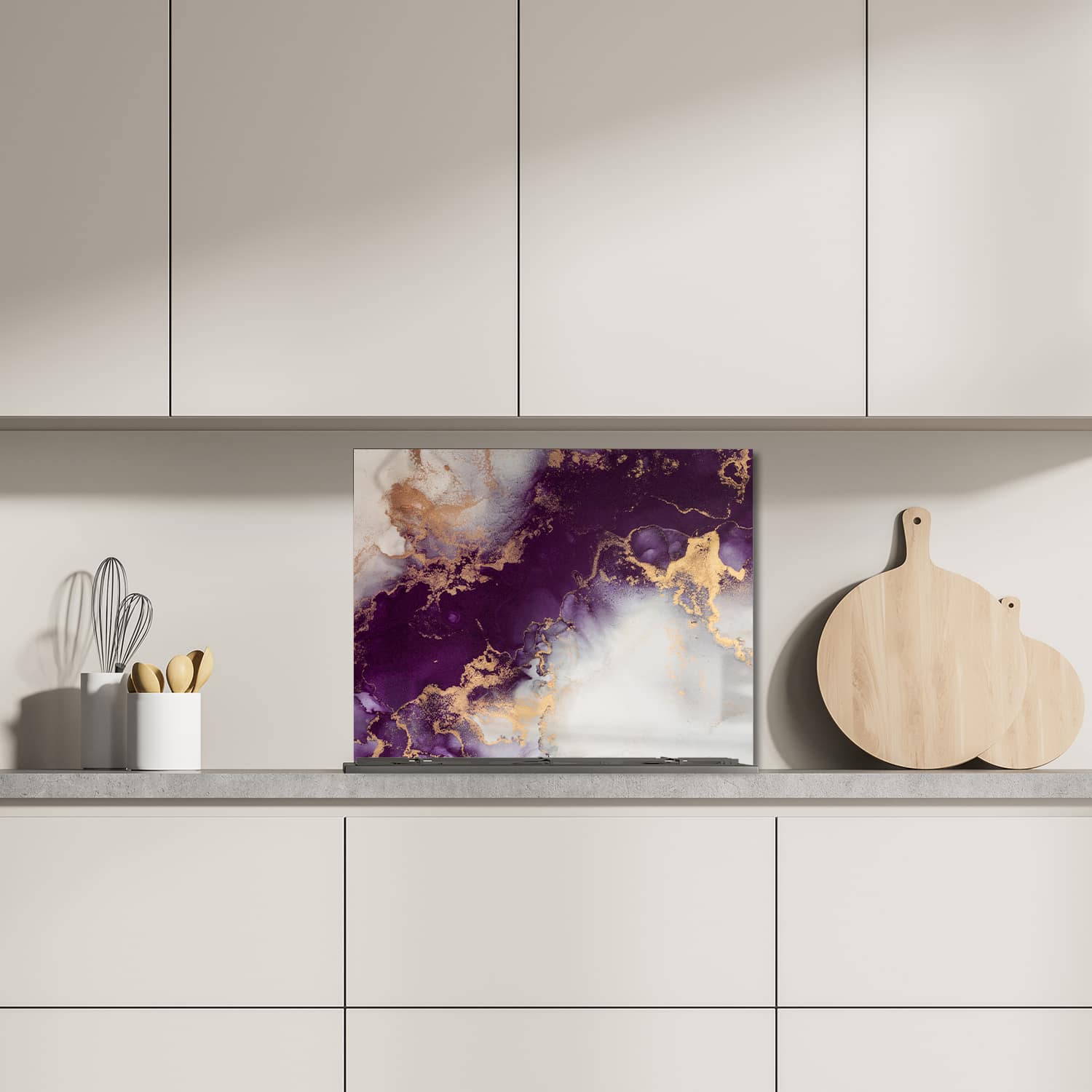 Eigen afmeting spatscherm-op-maat Keuken - Hittebestendig gehard glas - Luxe Rood-Goud Marmer
