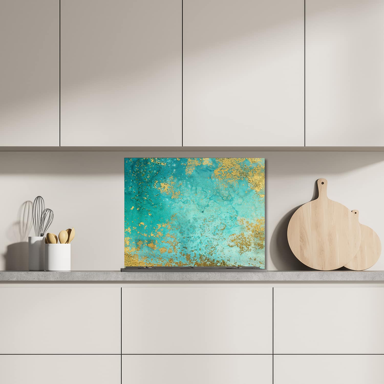 Eigen afmeting spatscherm-op-maat Keuken - Hittebestendig gehard glas - Abstract Vloeibaar Schilderij