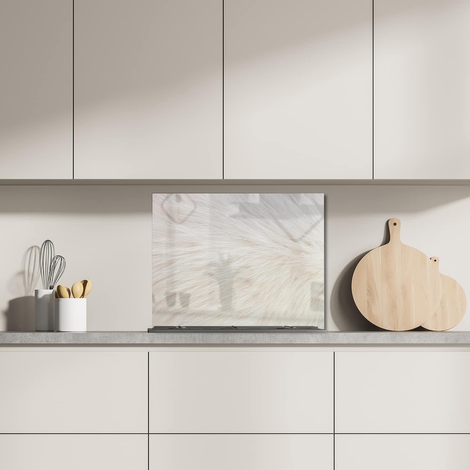 Eigen afmeting spatscherm-op-maat Keuken - Hittebestendig gehard glas - Witte Vacht