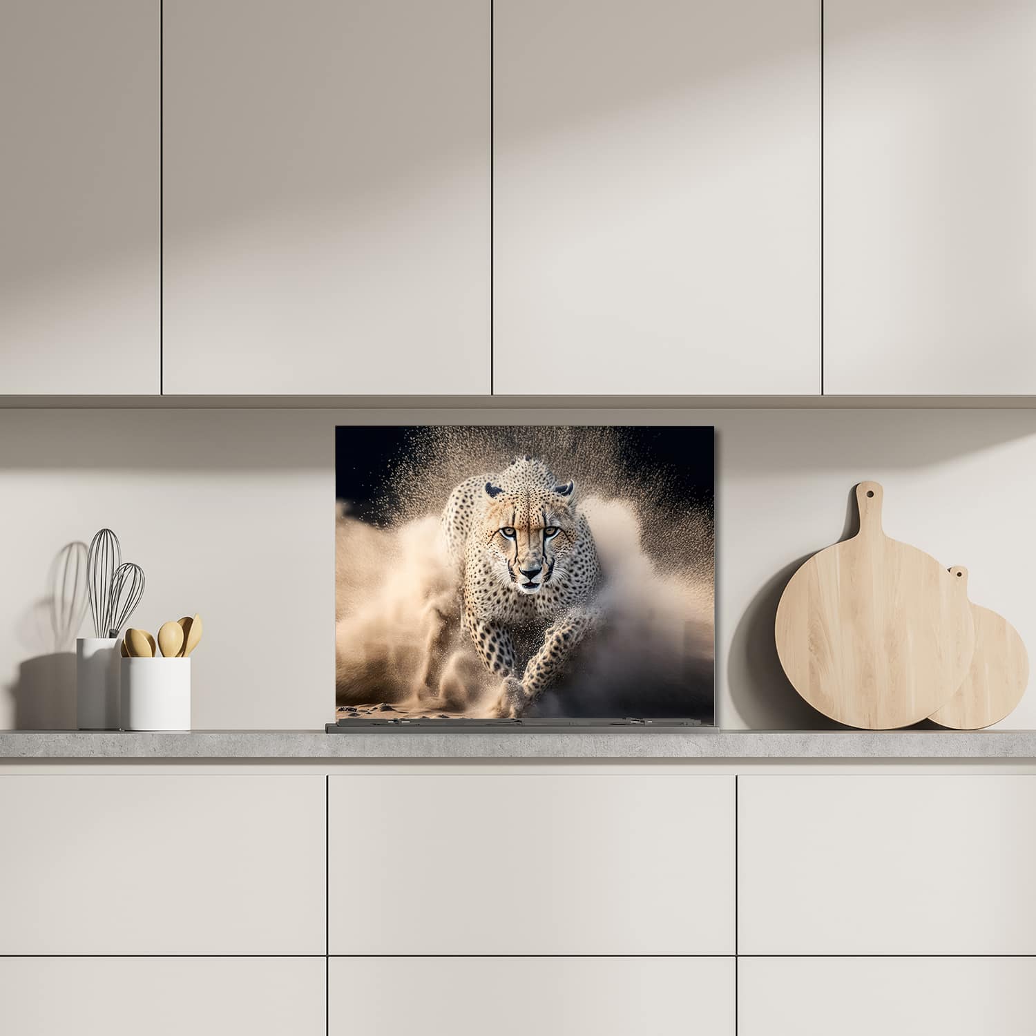 Eigen afmeting spatscherm-op-maat Keuken - Hittebestendig gehard glas - Cheetah