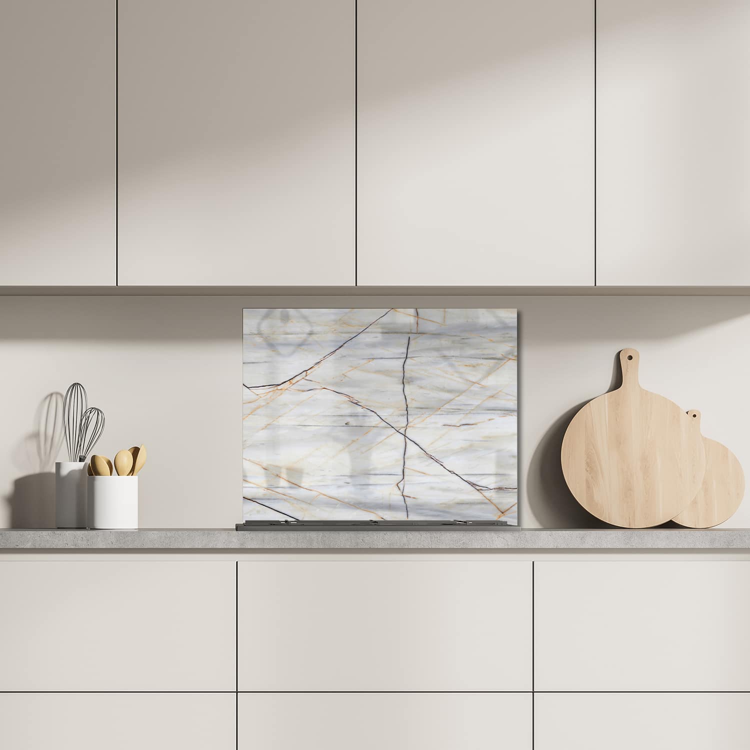 Eigen afmeting spatscherm-op-maat Keuken - Hittebestendig gehard glas - Natuur Marmer