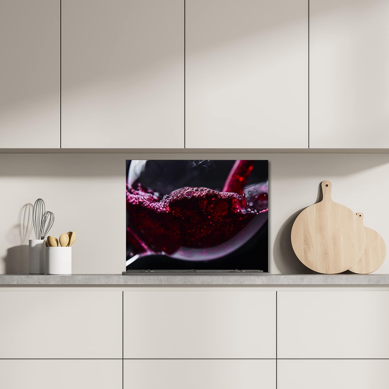 Eigen afmeting spatscherm-op-maat Keuken - Hittebestendig gehard glas - Rode Wijn