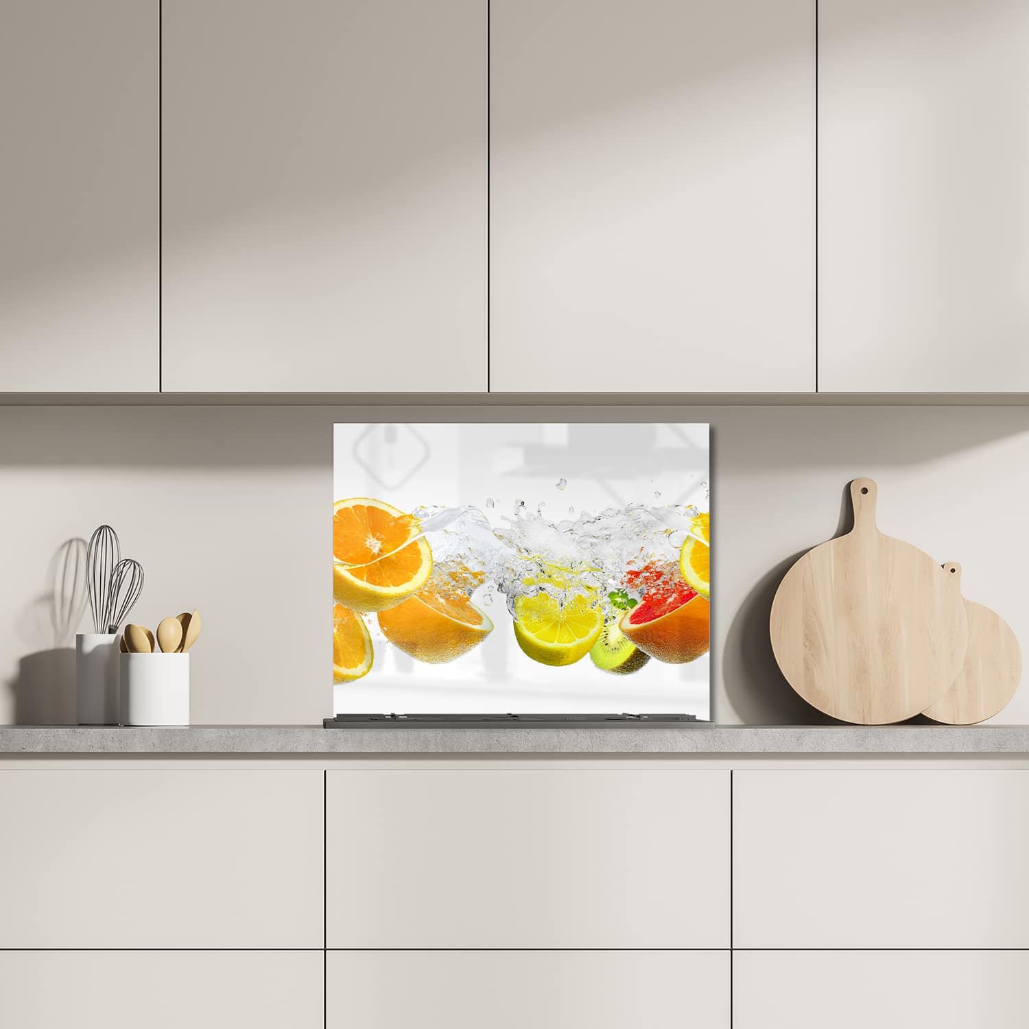Eigen afmeting spatscherm-op-maat Keuken - Hittebestendig gehard glas - Fruitmix Splash