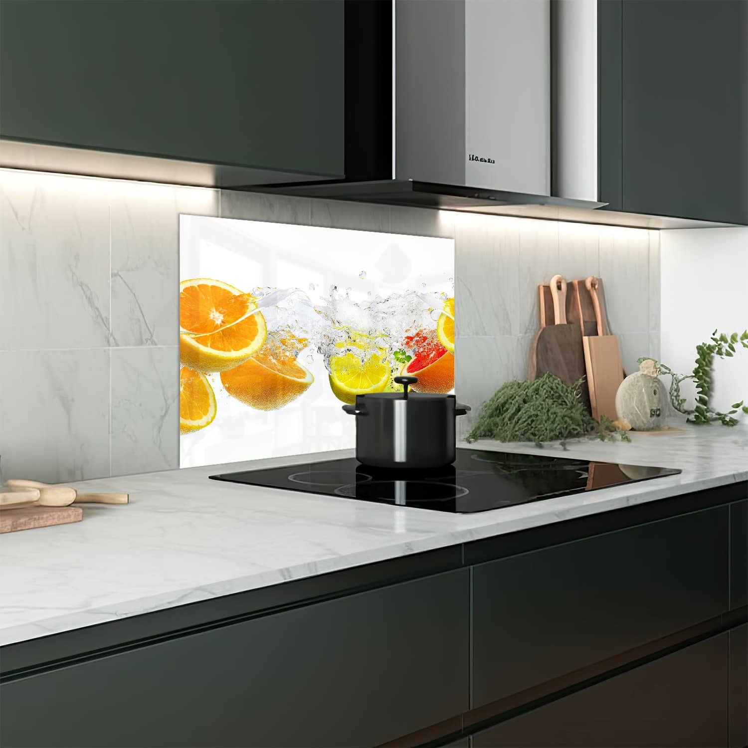 Eigen afmeting spatscherm-op-maat Keuken - Hittebestendig gehard glas - Fruitmix Splash