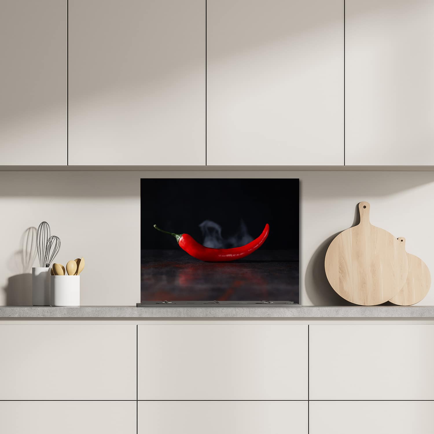 Eigen afmeting spatscherm-op-maat Keuken - Hittebestendig gehard glas - Hete Peper