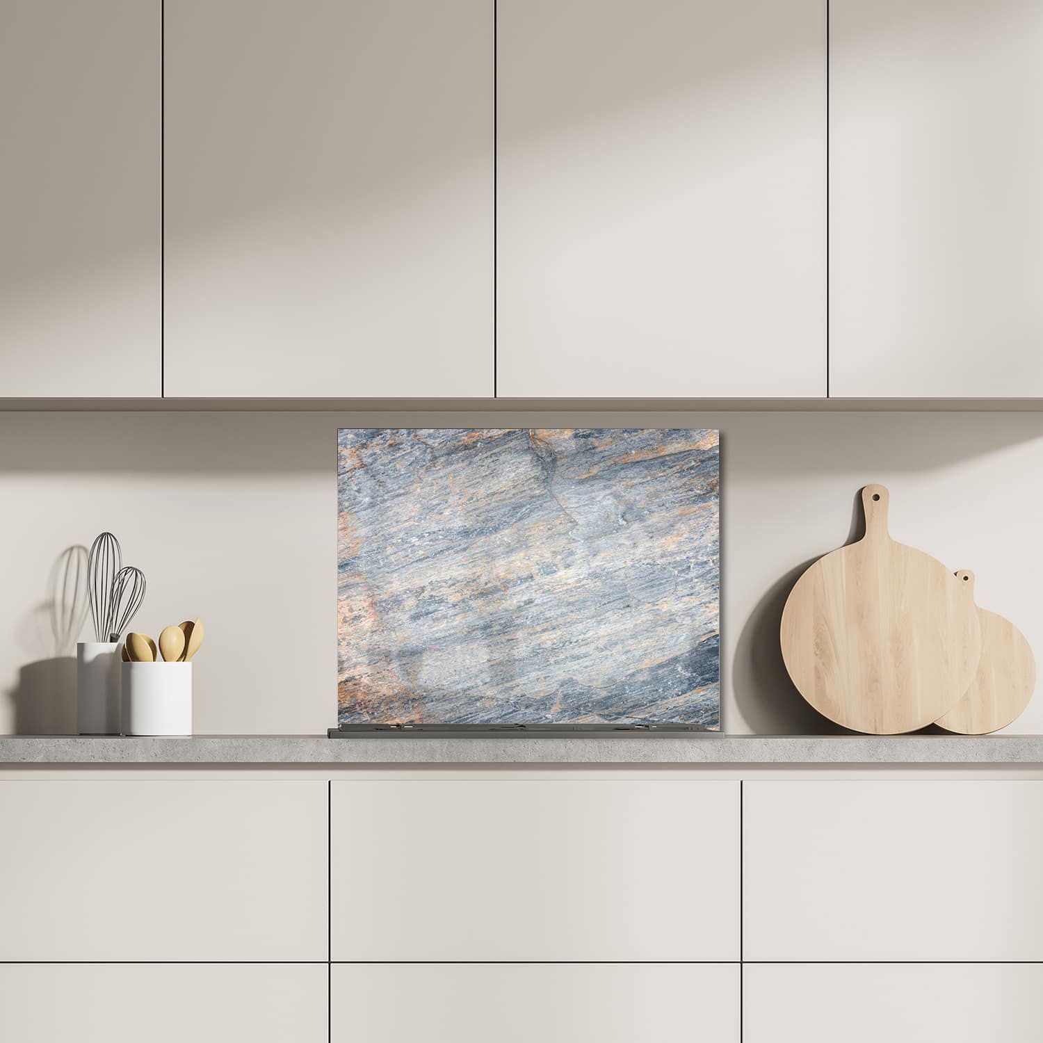 Eigen afmeting spatscherm-op-maat Keuken - Hittebestendig gehard glas - Gekleurd Leisteen