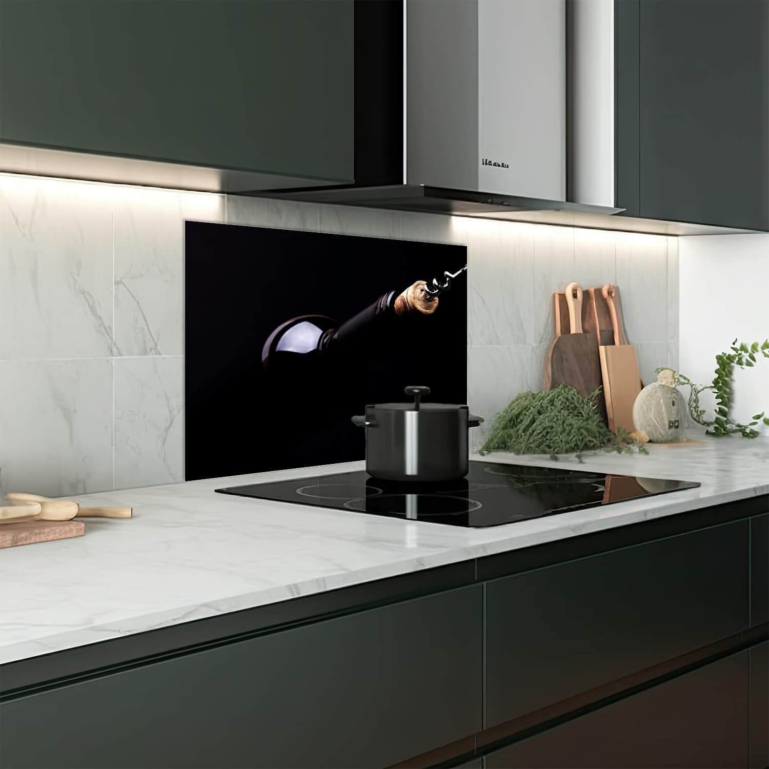 Eigen afmeting spatscherm-op-maat Keuken - Hittebestendig gehard glas - Fles Wijn