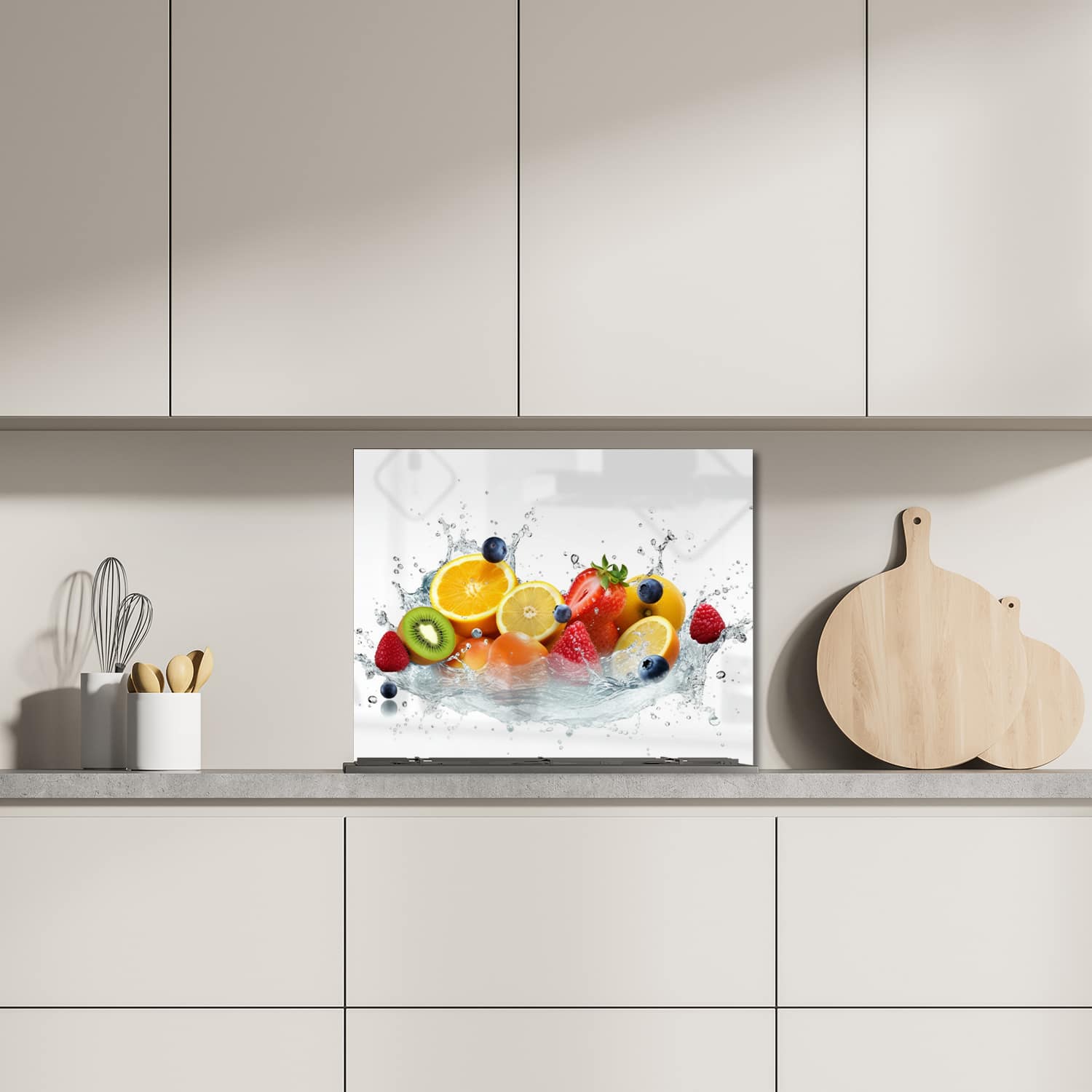Eigen afmeting spatscherm-op-maat Keuken - Hittebestendig gehard glas - Vruchten Explosie