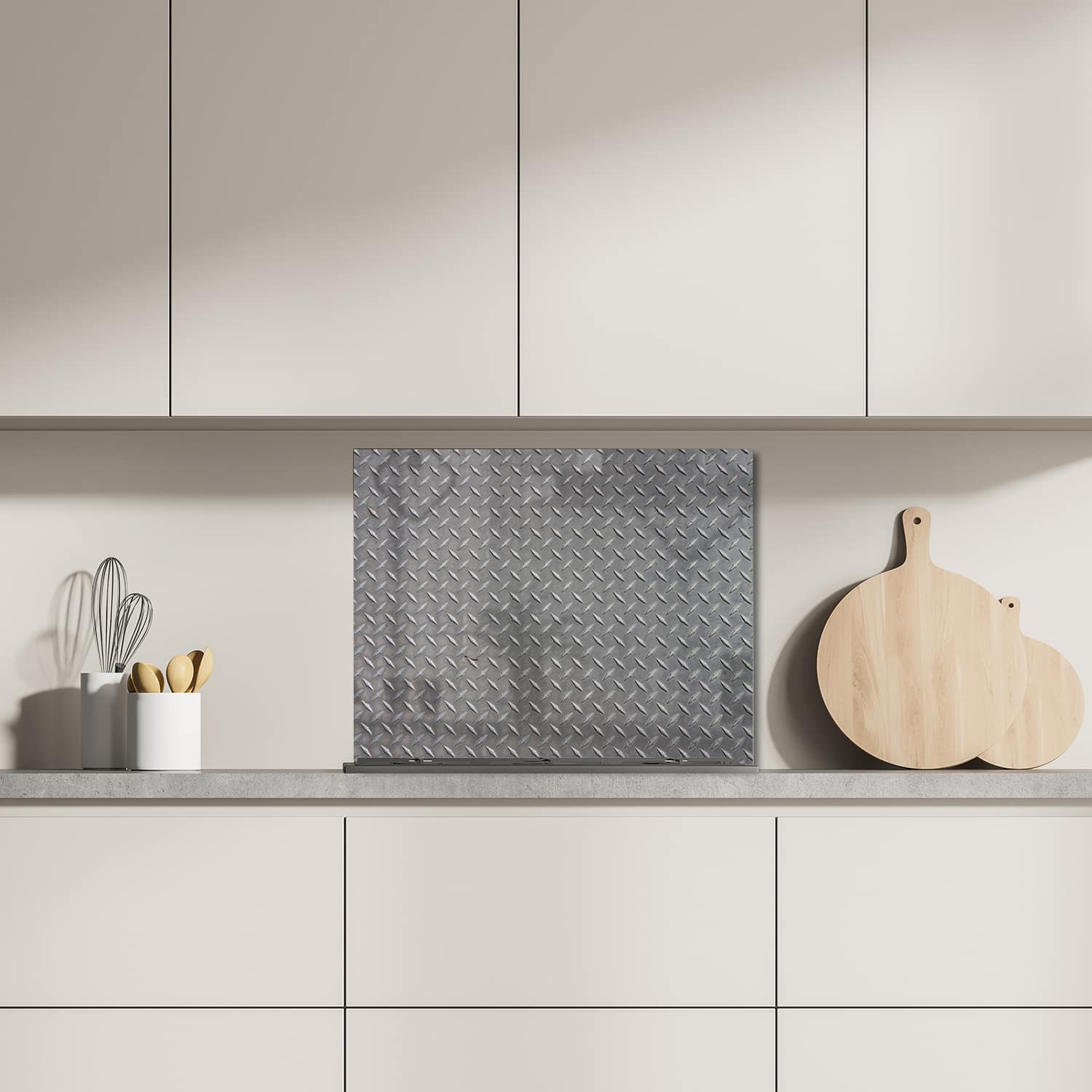Eigen afmeting spatscherm-op-maat Keuken - Hittebestendig gehard glas - Traanplaat Textuur