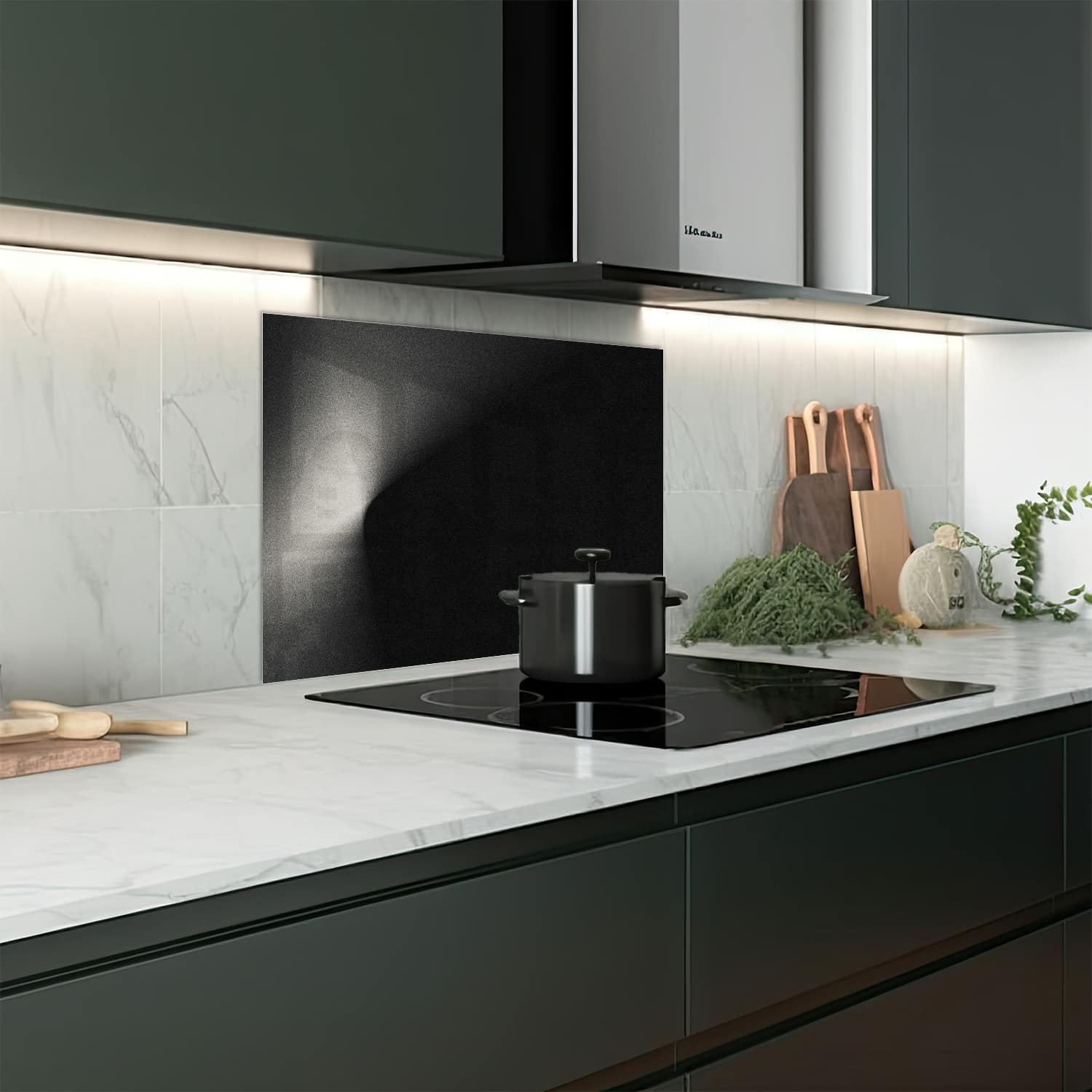 Eigen afmeting spatscherm-op-maat Keuken - Hittebestendig gehard glas - Zwart-wit Zand