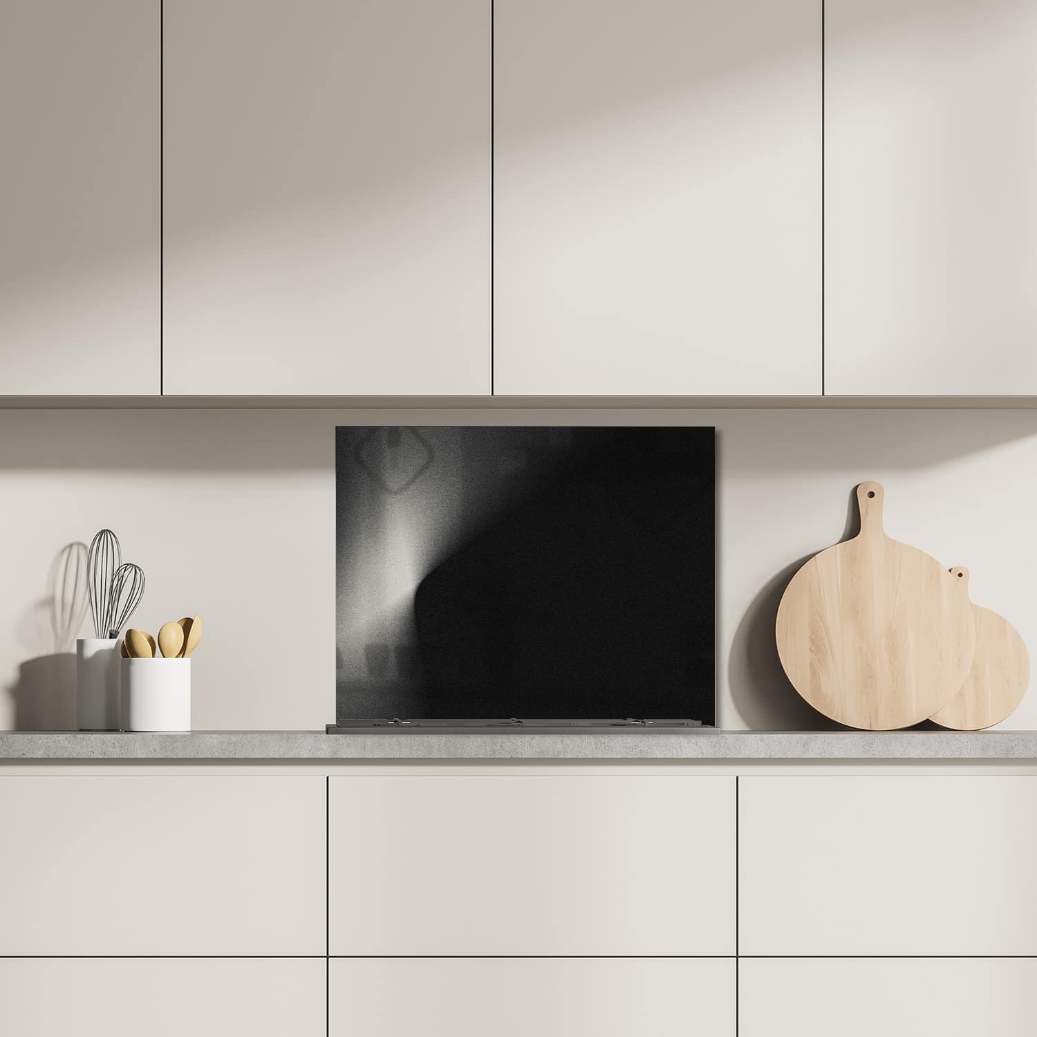 Eigen afmeting spatscherm-op-maat Keuken - Hittebestendig gehard glas - Zwart-wit Zand