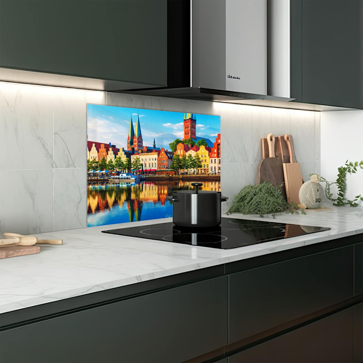 Eigen afmeting spatscherm-op-maat Keuken - Hittebestendig gehard glas - beck aan het Water