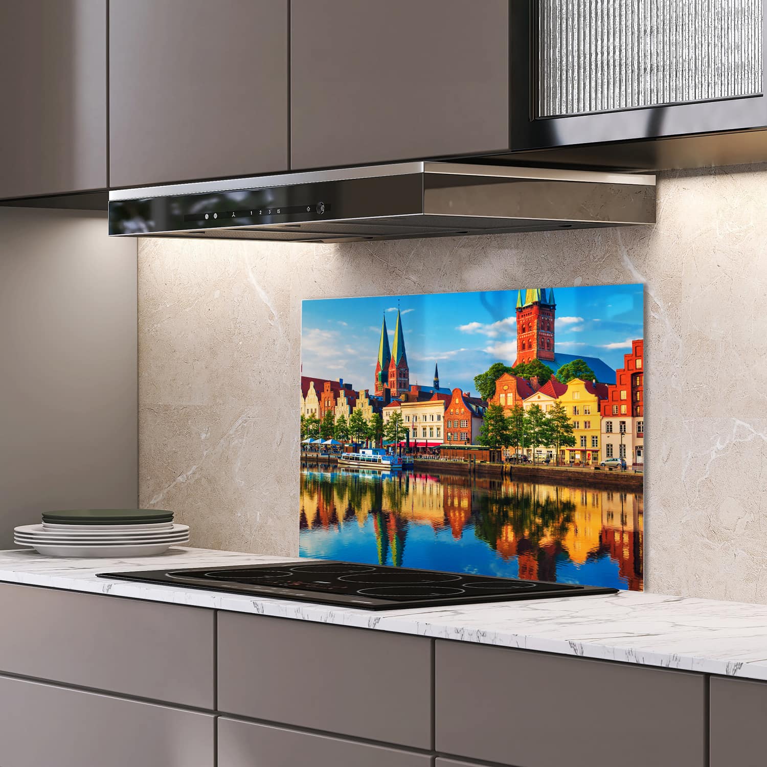 Eigen afmeting spatscherm-op-maat Keuken - Hittebestendig gehard glas - beck aan het Water