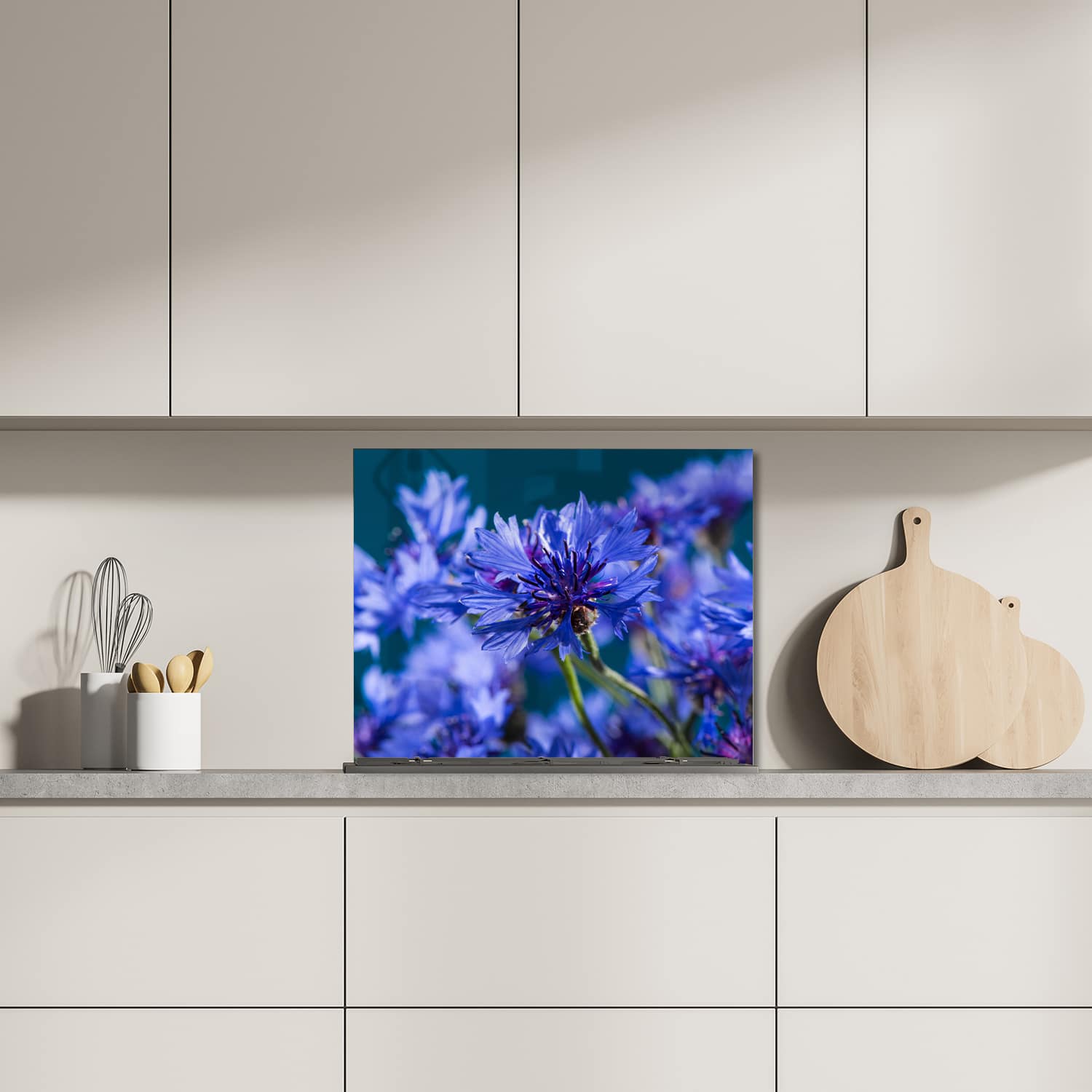 Eigen afmeting spatscherm-op-maat Keuken - Hittebestendig gehard glas - Korenbloem