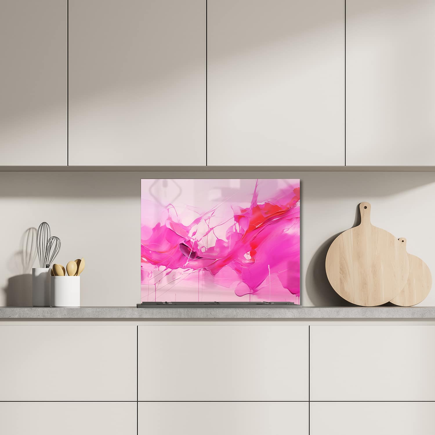 Eigen afmeting spatscherm-op-maat Keuken - Hittebestendig gehard glas - Abstracte Verf Kunst