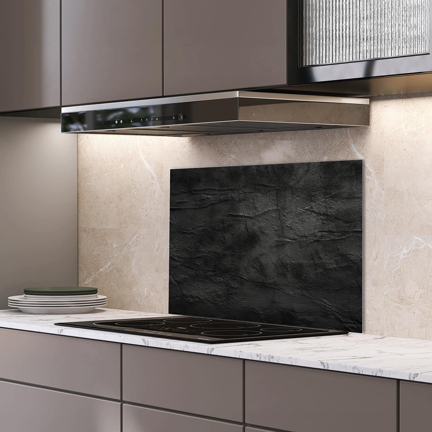 Eigen afmeting spatscherm-op-maat Keuken - Hittebestendig gehard glas - Gebroken Muur