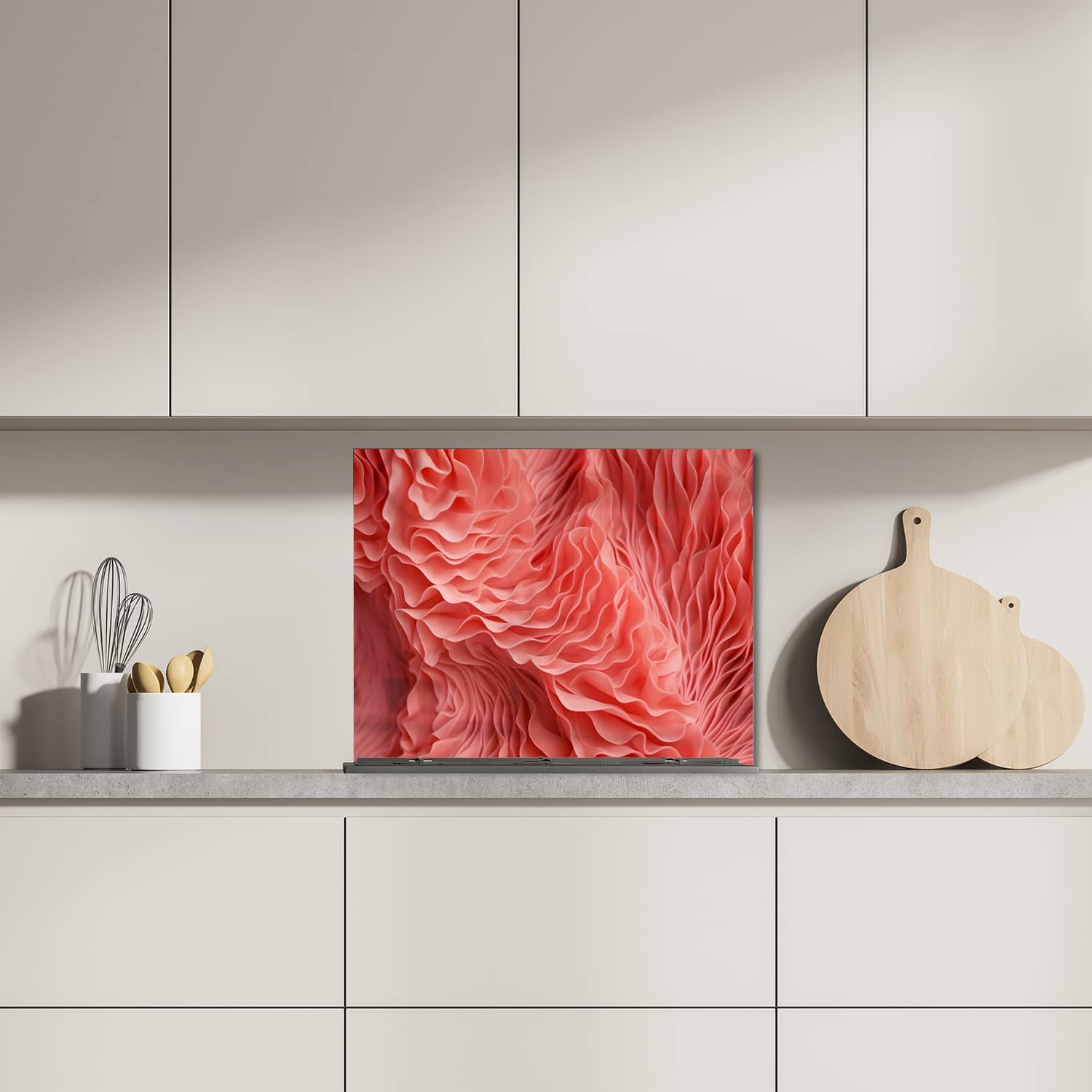 Eigen afmeting spatscherm-op-maat Keuken - Hittebestendig gehard glas - Organische Texuur van Koraal