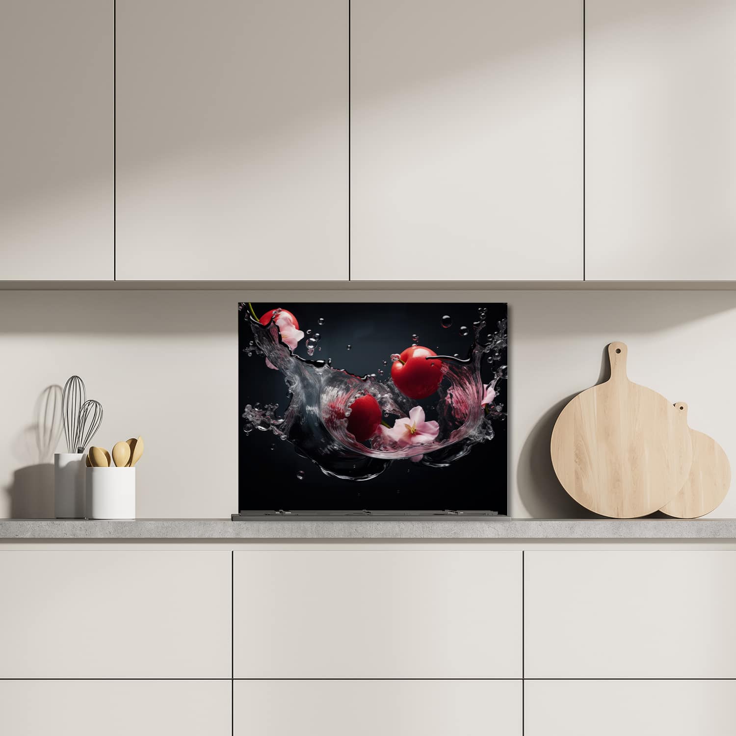 Eigen afmeting spatscherm-op-maat Keuken - Hittebestendig gehard glas - Tomaten Splash