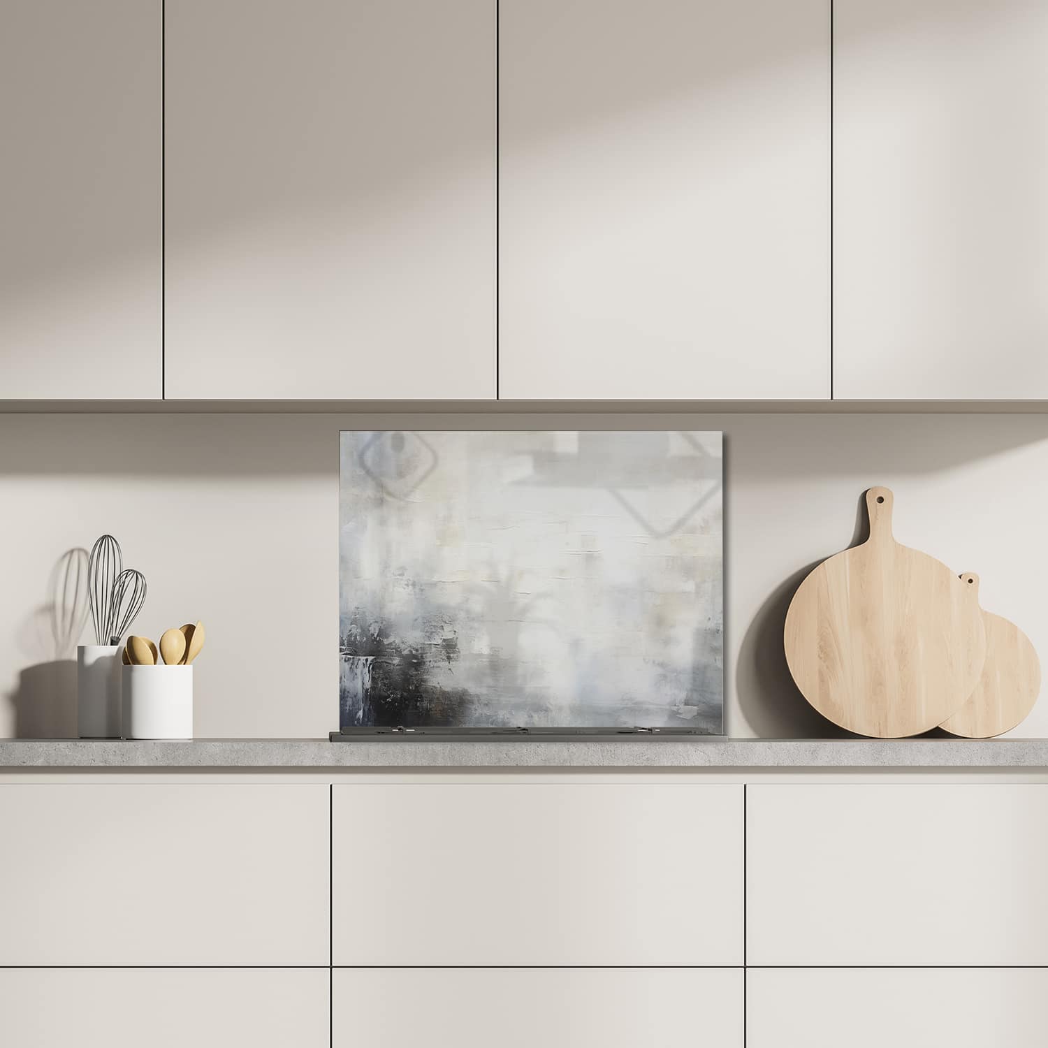 Eigen afmeting spatscherm-op-maat Keuken - Hittebestendig gehard glas - Abstract Minimalistisch Olieverfschilderij