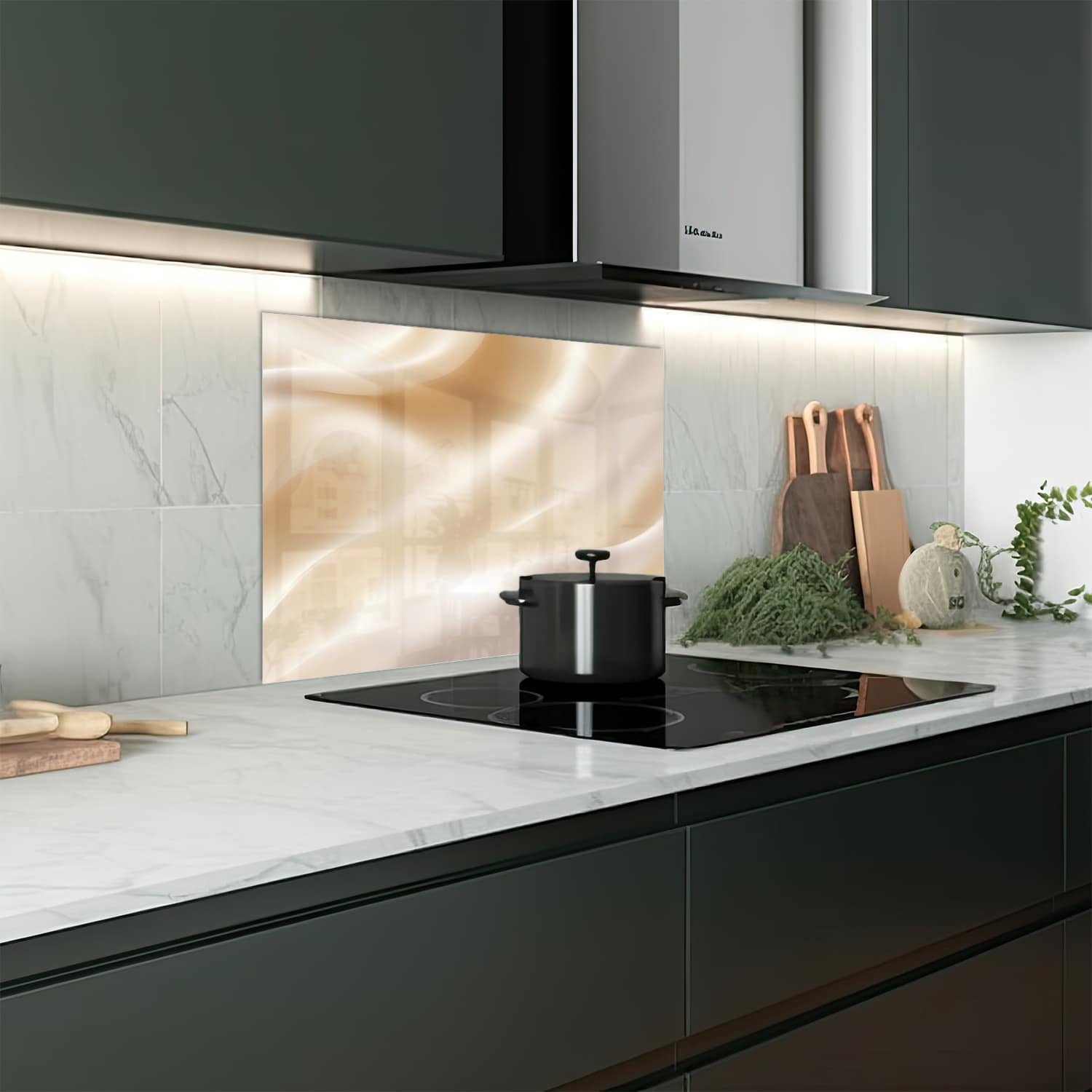 Eigen afmeting spatscherm-op-maat Keuken - Hittebestendig gehard glas - Pastel Textuur