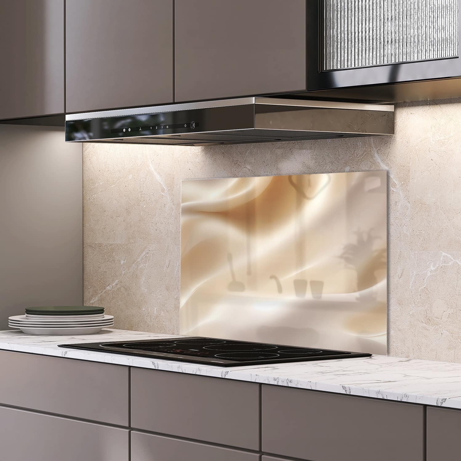 Eigen afmeting spatscherm-op-maat Keuken - Hittebestendig gehard glas - Pastel Textuur