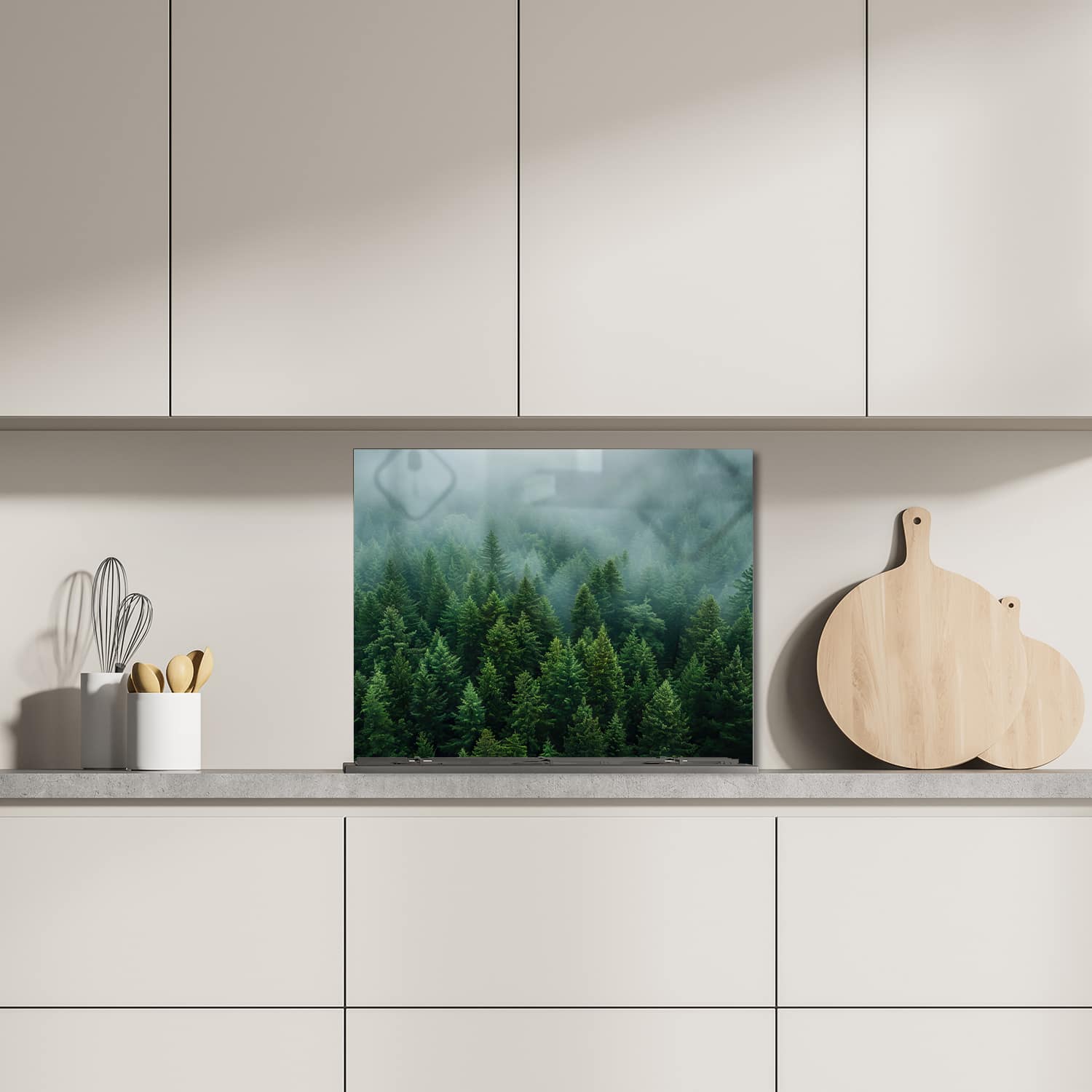 Eigen afmeting spatscherm-op-maat Keuken - Hittebestendig gehard glas - Dicht Groen Bos