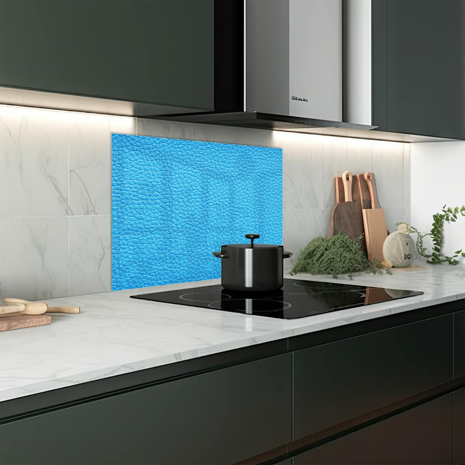 Eigen afmeting spatscherm-op-maat Keuken - Hittebestendig gehard glas - Lichtblauw Meer