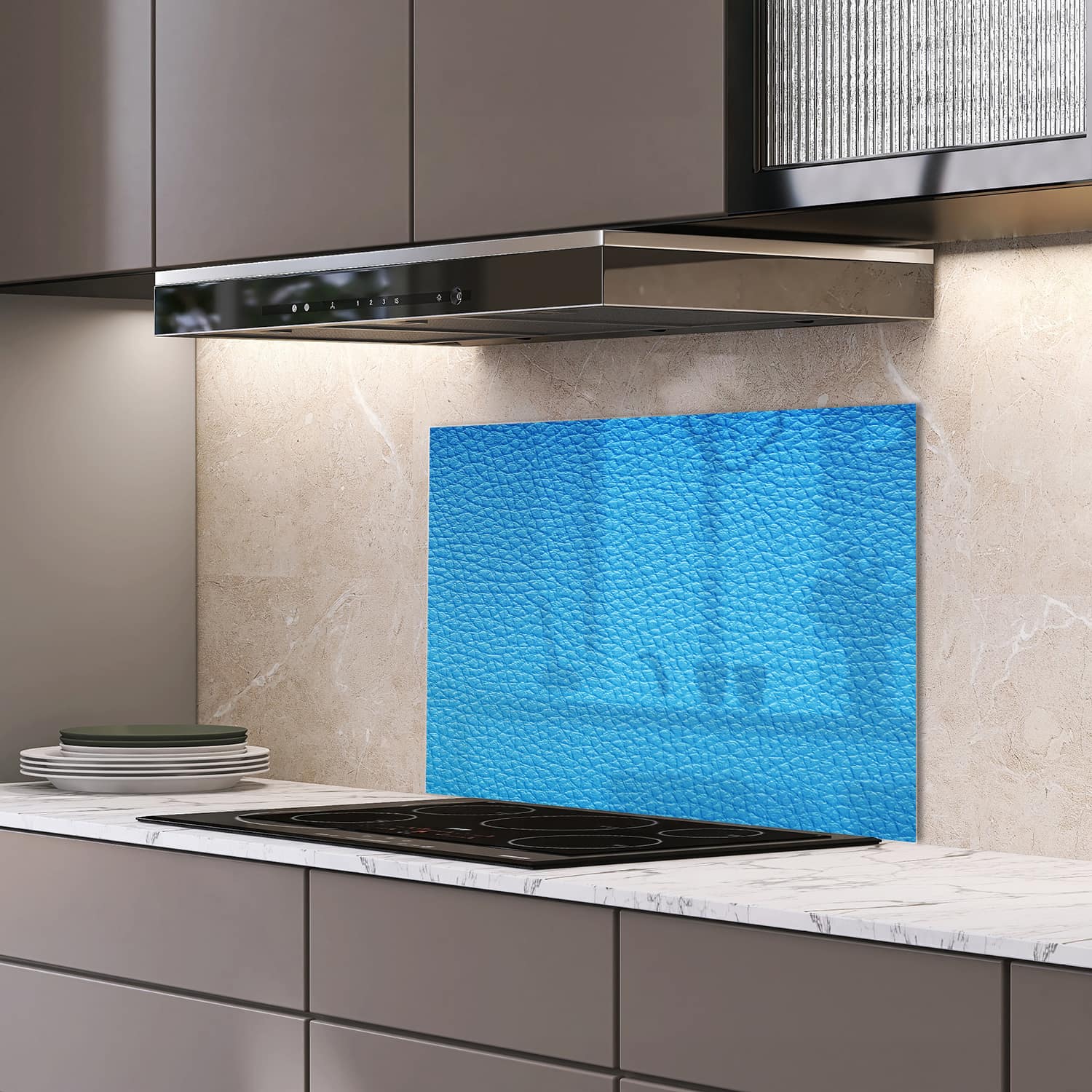 Eigen afmeting spatscherm-op-maat Keuken - Hittebestendig gehard glas - Lichtblauw Meer