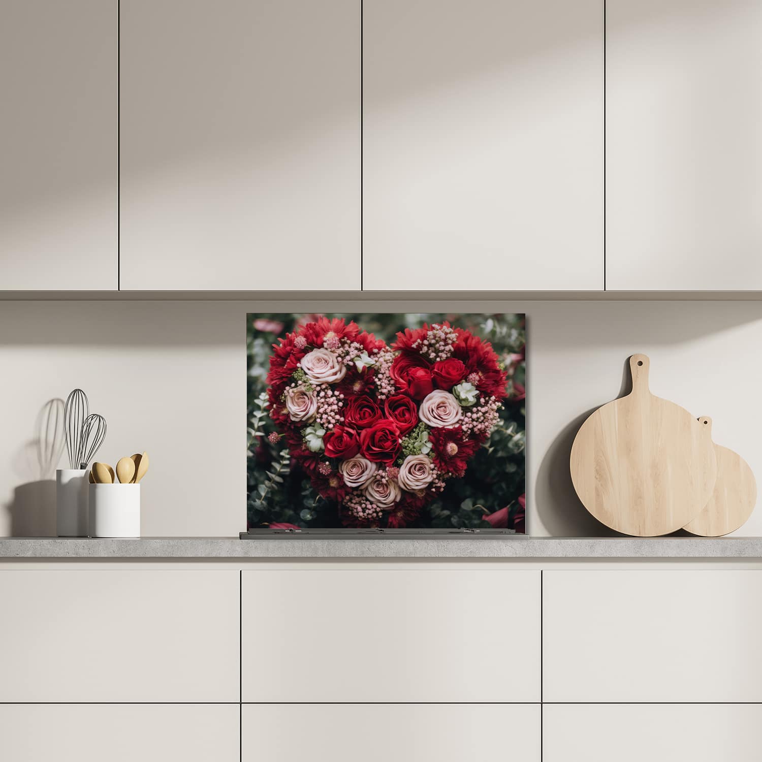 Eigen afmeting spatscherm-op-maat Keuken - Hittebestendig gehard glas - Hart van Bloemen