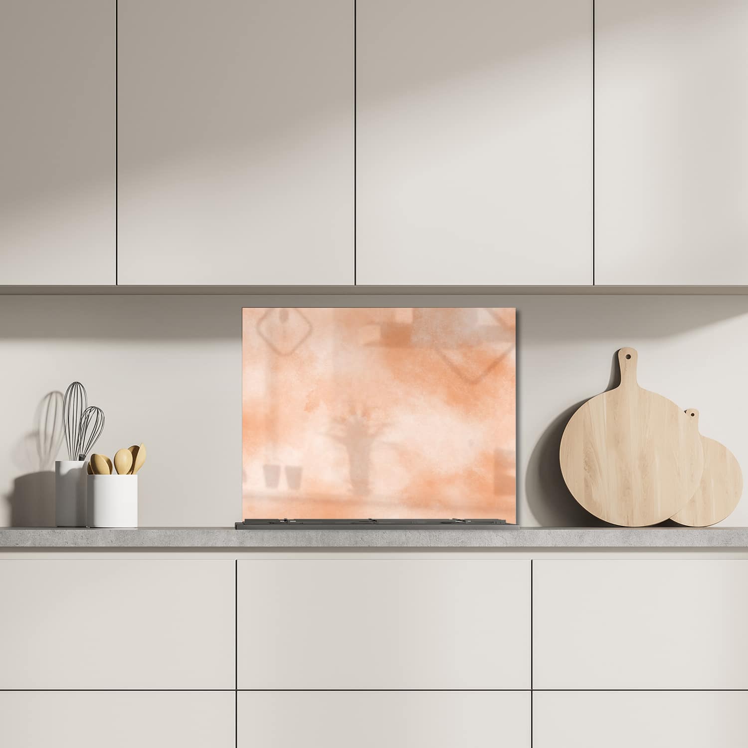 Eigen afmeting spatscherm-op-maat Keuken - Hittebestendig gehard glas - Abstracte Waterverf Textuur