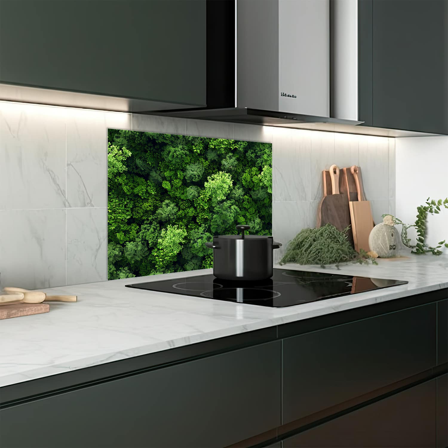 Eigen afmeting spatscherm-op-maat Keuken - Hittebestendig gehard glas - Bossen van Bovenaf