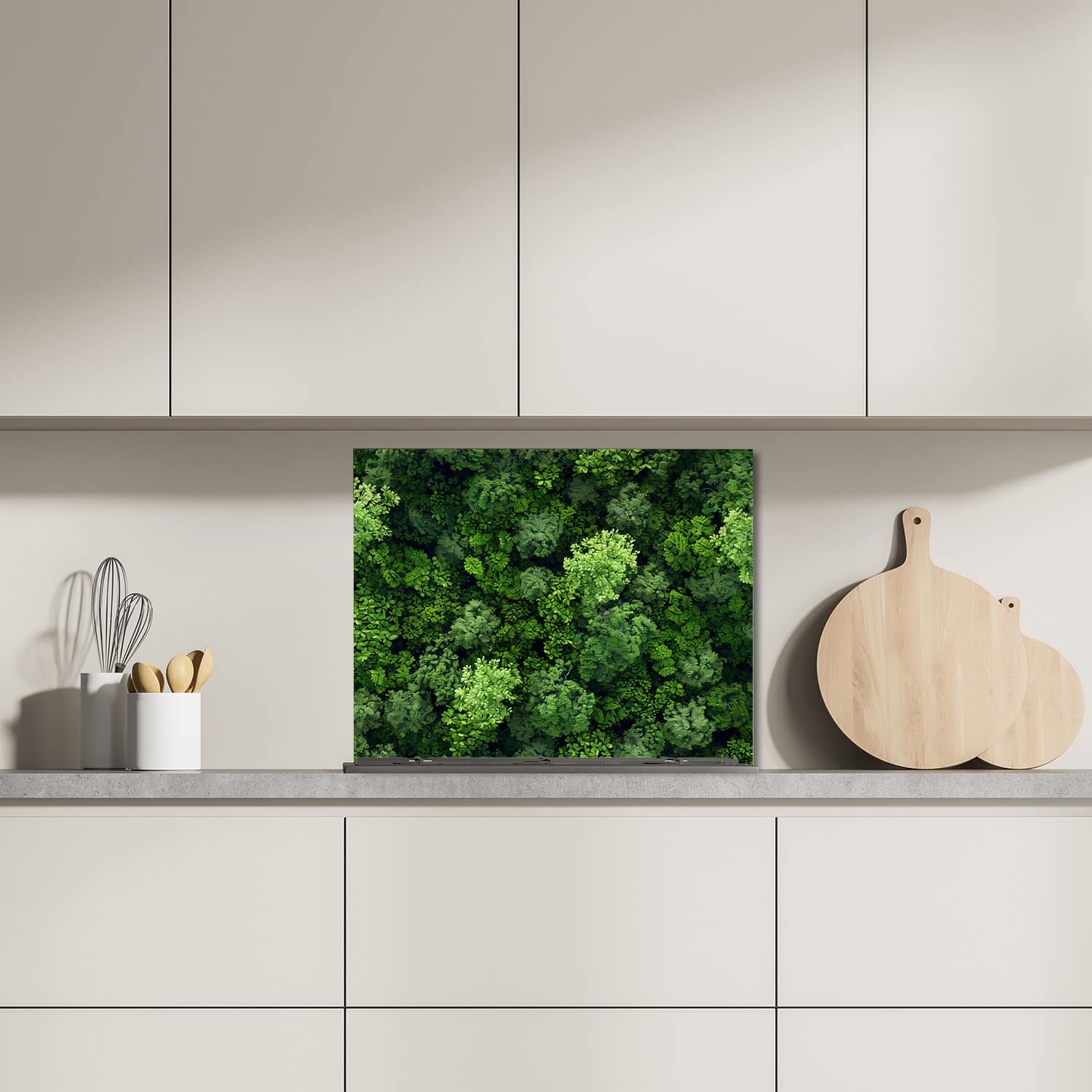 Eigen afmeting spatscherm-op-maat Keuken - Hittebestendig gehard glas - Bossen van Bovenaf