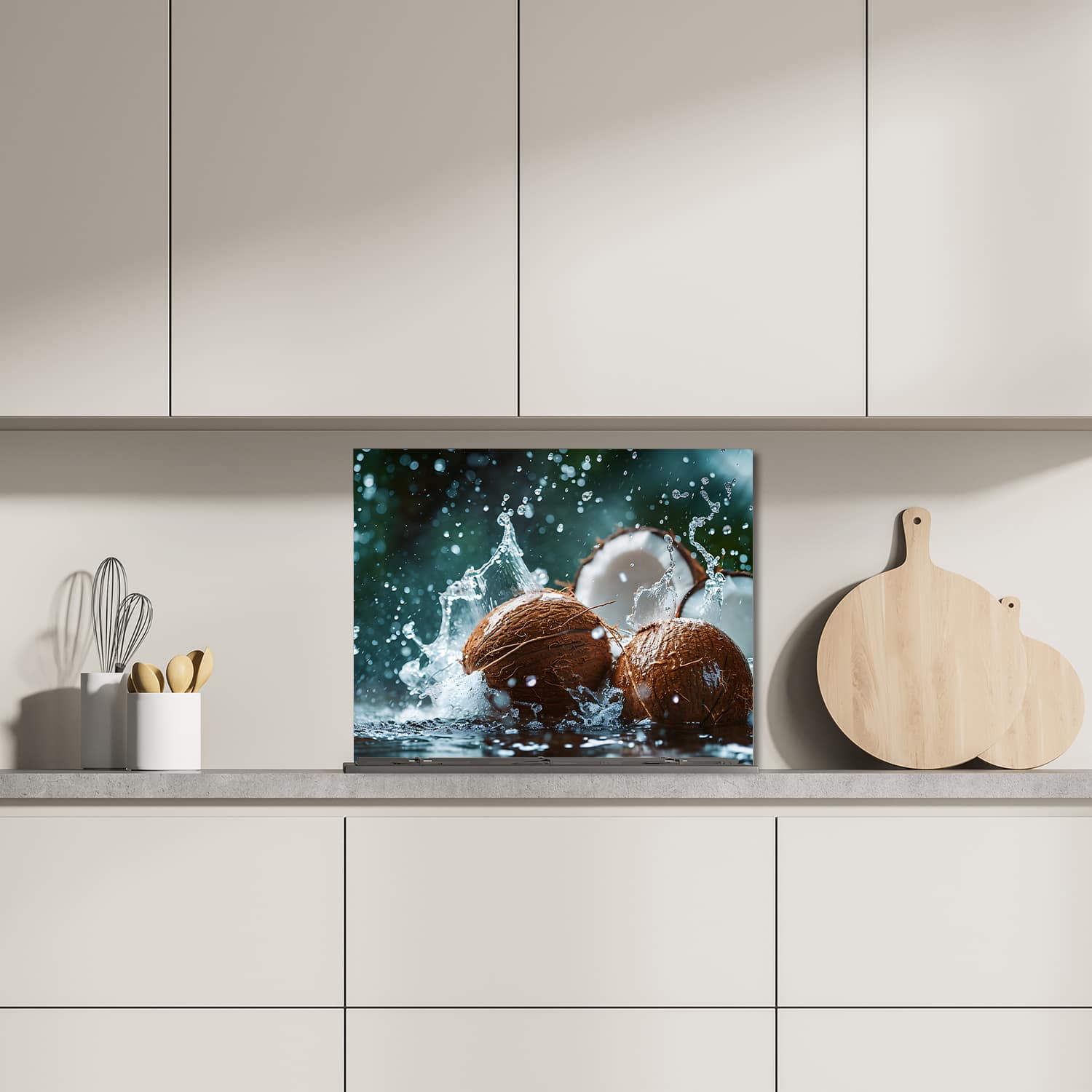 Eigen afmeting spatscherm-op-maat Keuken - Hittebestendig gehard glas - Kokos Splash