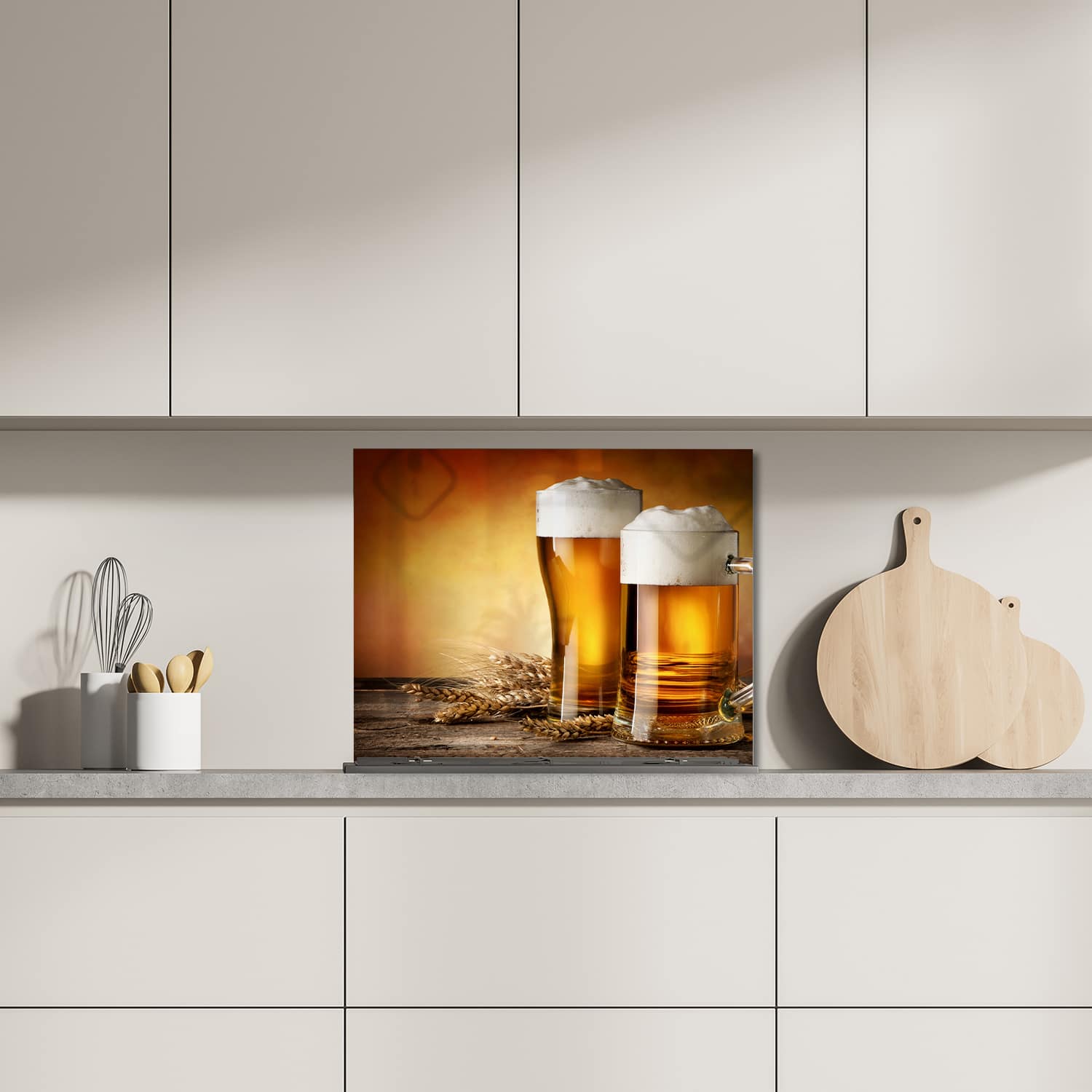 Eigen afmeting spatscherm-op-maat Keuken - Hittebestendig gehard glas - Bier en Gerst