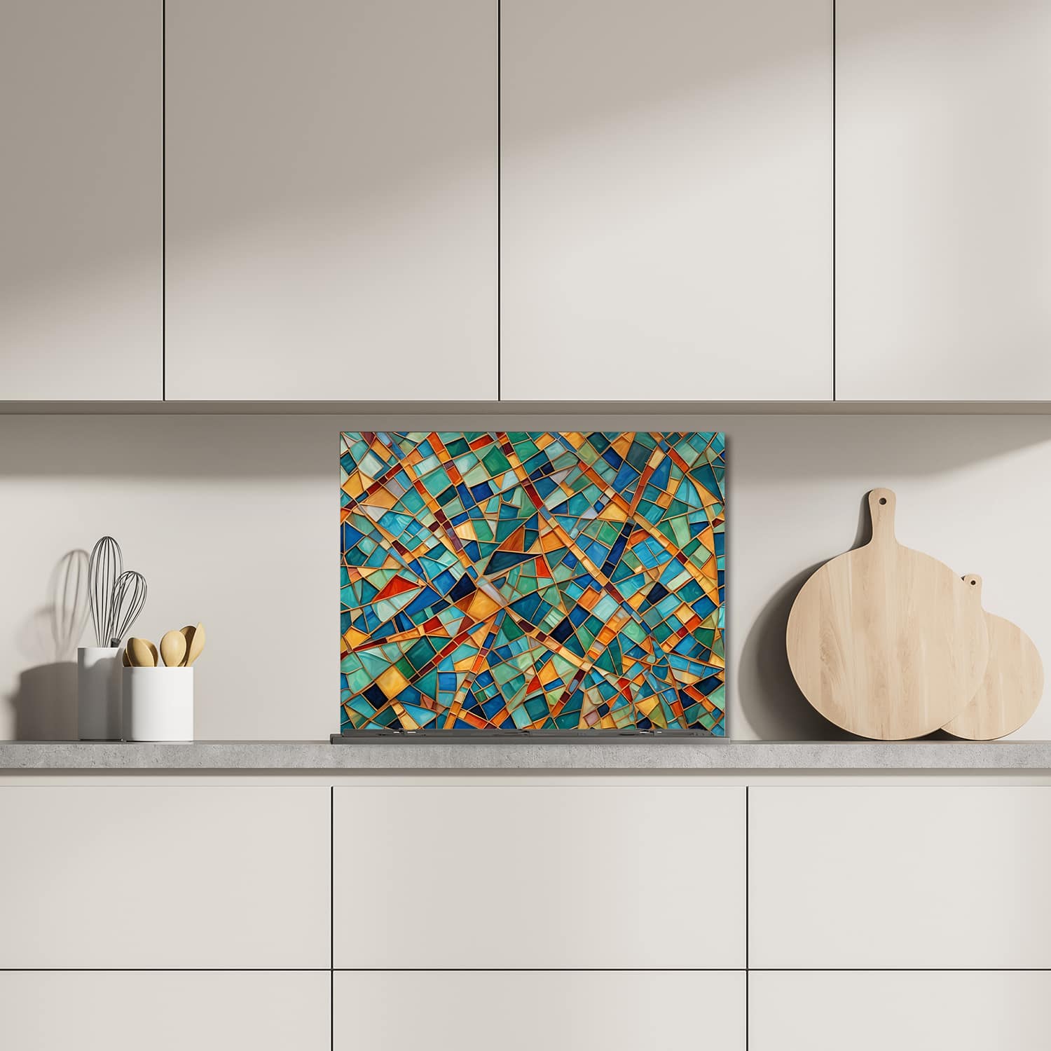 Eigen afmeting spatscherm-op-maat Keuken - Hittebestendig gehard glas - Mozaek Textuur