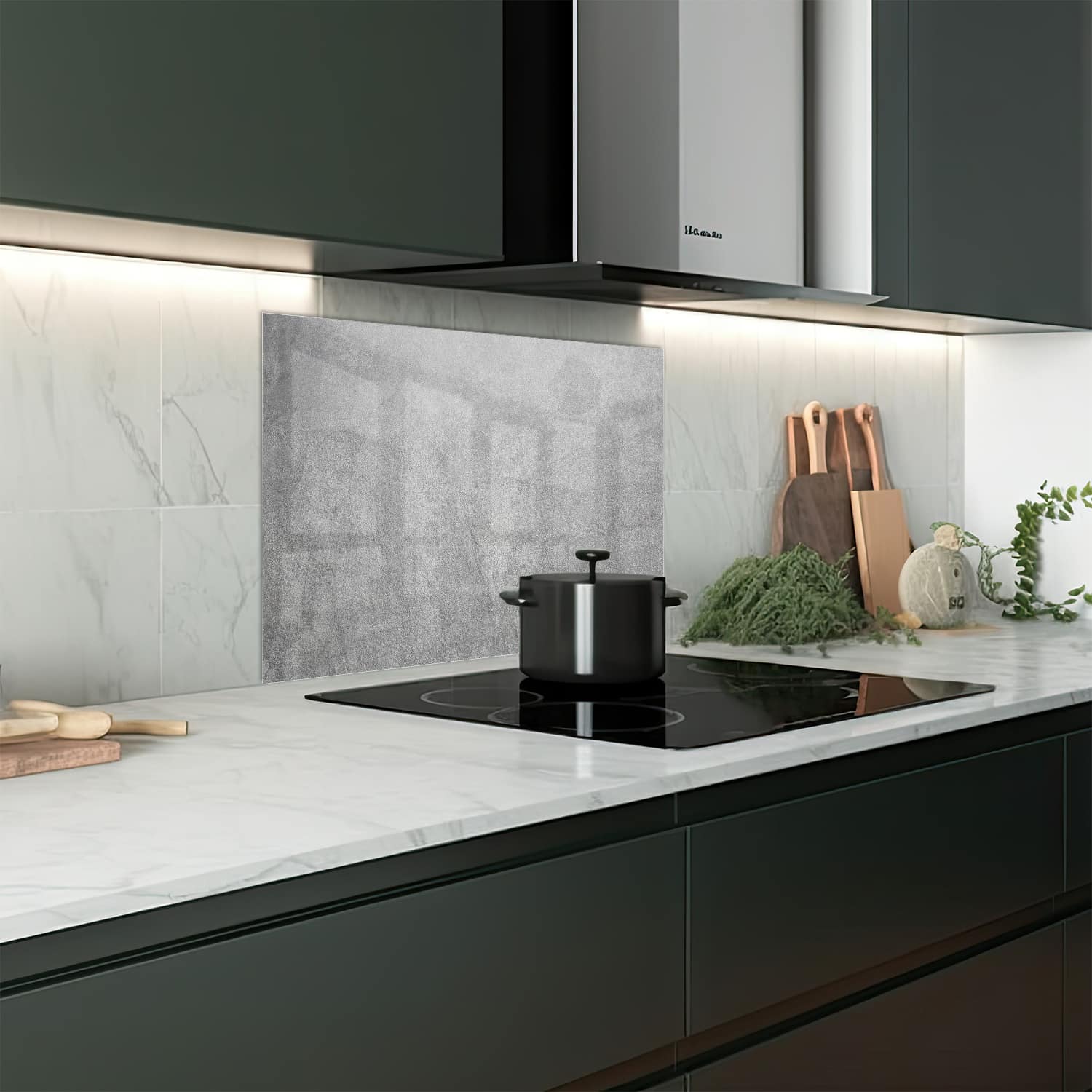 Eigen afmeting spatscherm-op-maat Keuken - Hittebestendig gehard glas - Grijze Betonnen Muur