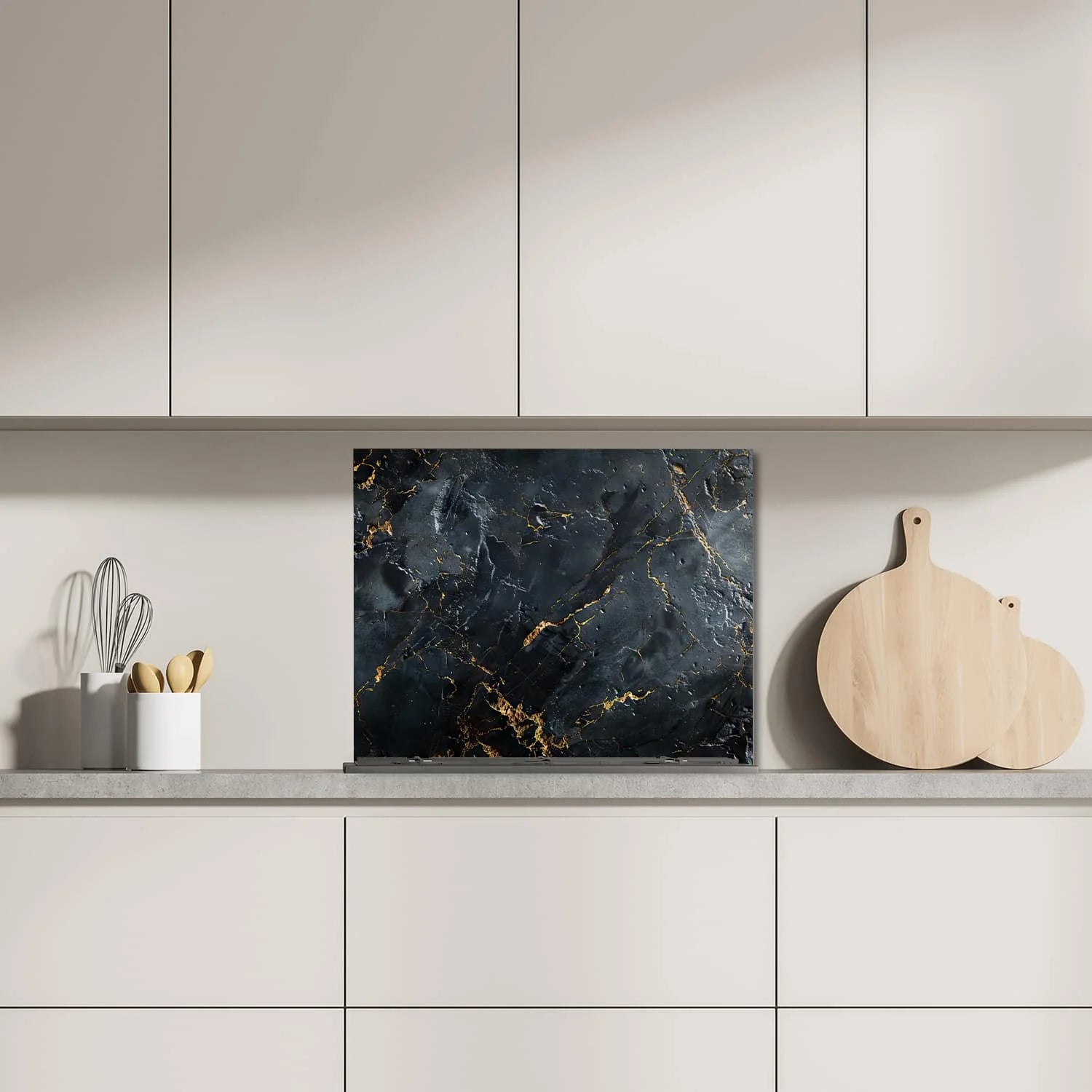 Eigen afmeting spatscherm-op-maat Keuken - Hittebestendig gehard glas - Abstract Marmere Vloeistof Kunst