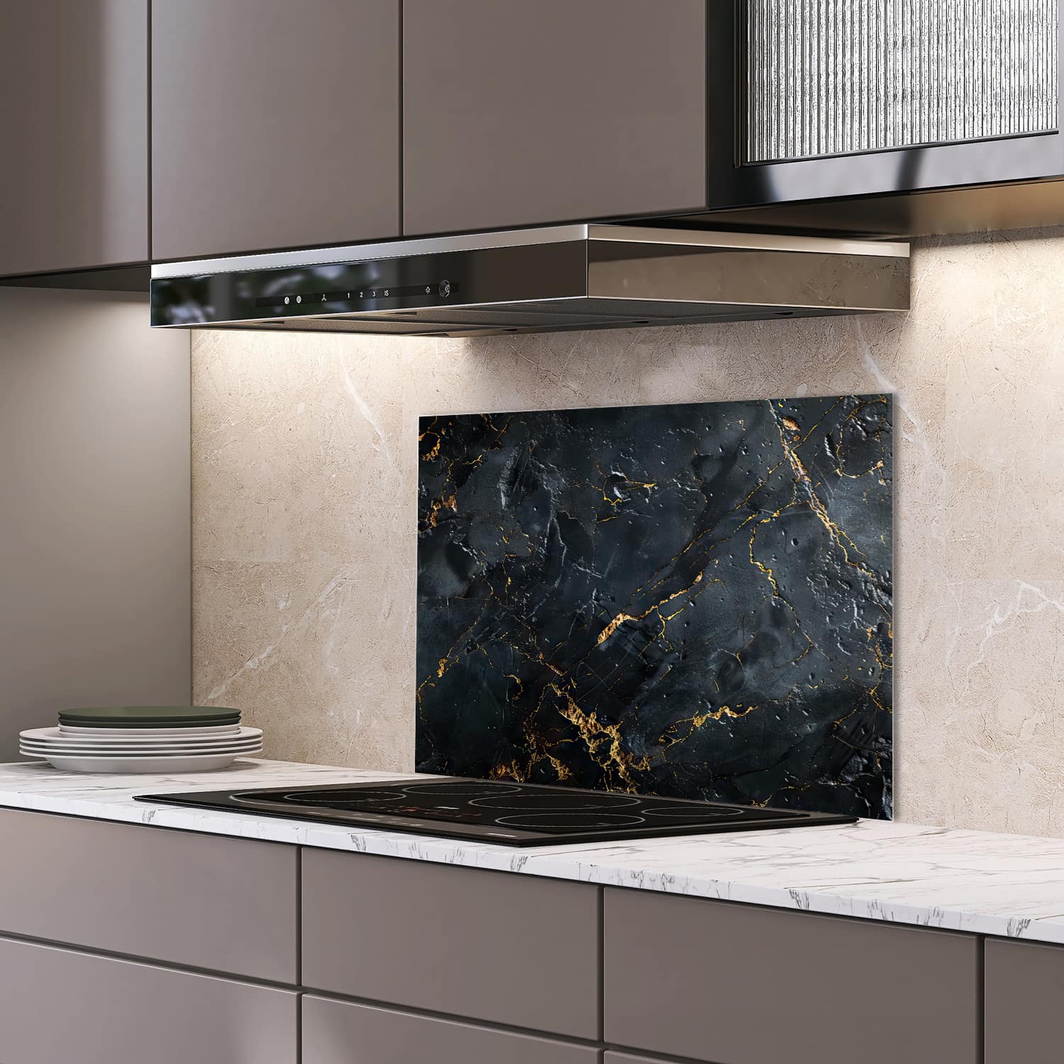Eigen afmeting spatscherm-op-maat Keuken - Hittebestendig gehard glas - Abstract Marmere Vloeistof Kunst