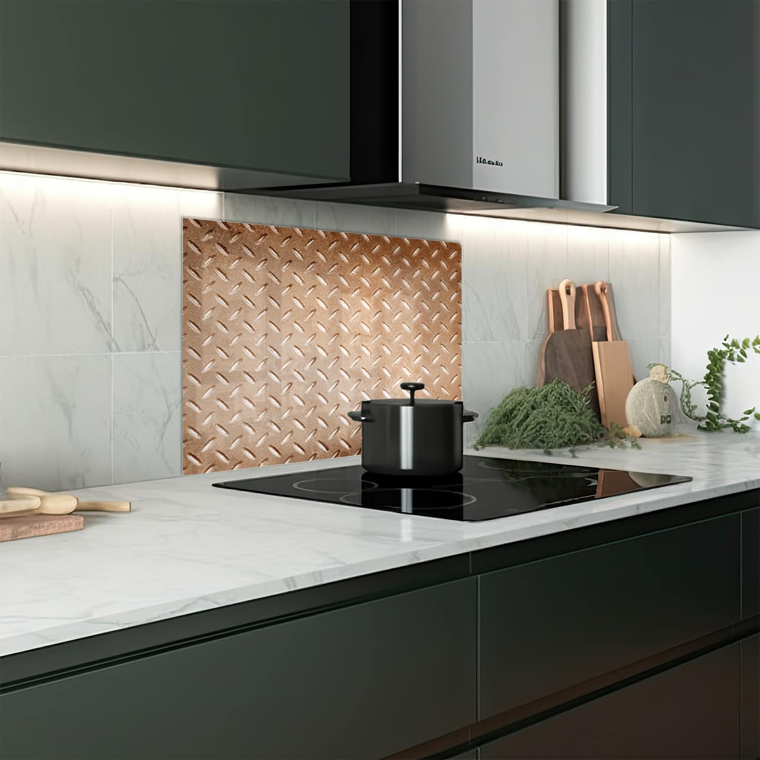 Eigen afmeting spatscherm-op-maat Keuken - Hittebestendig gehard glas - Roestige Traanplaat
