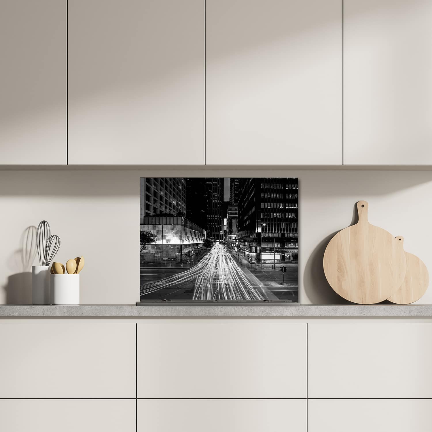 Eigen afmeting spatscherm-op-maat Keuken - Hittebestendig gehard glas - Bewegende Lichten