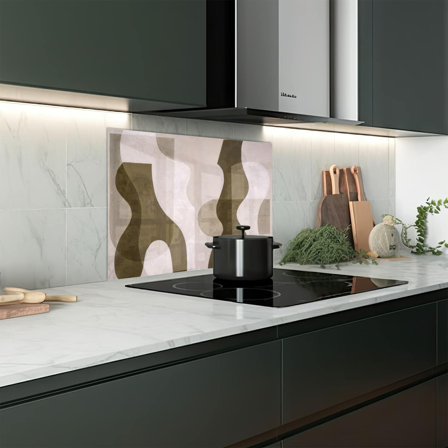 Eigen afmeting spatscherm-op-maat Keuken - Hittebestendig gehard glas - Waterverf Schilderij Abstract