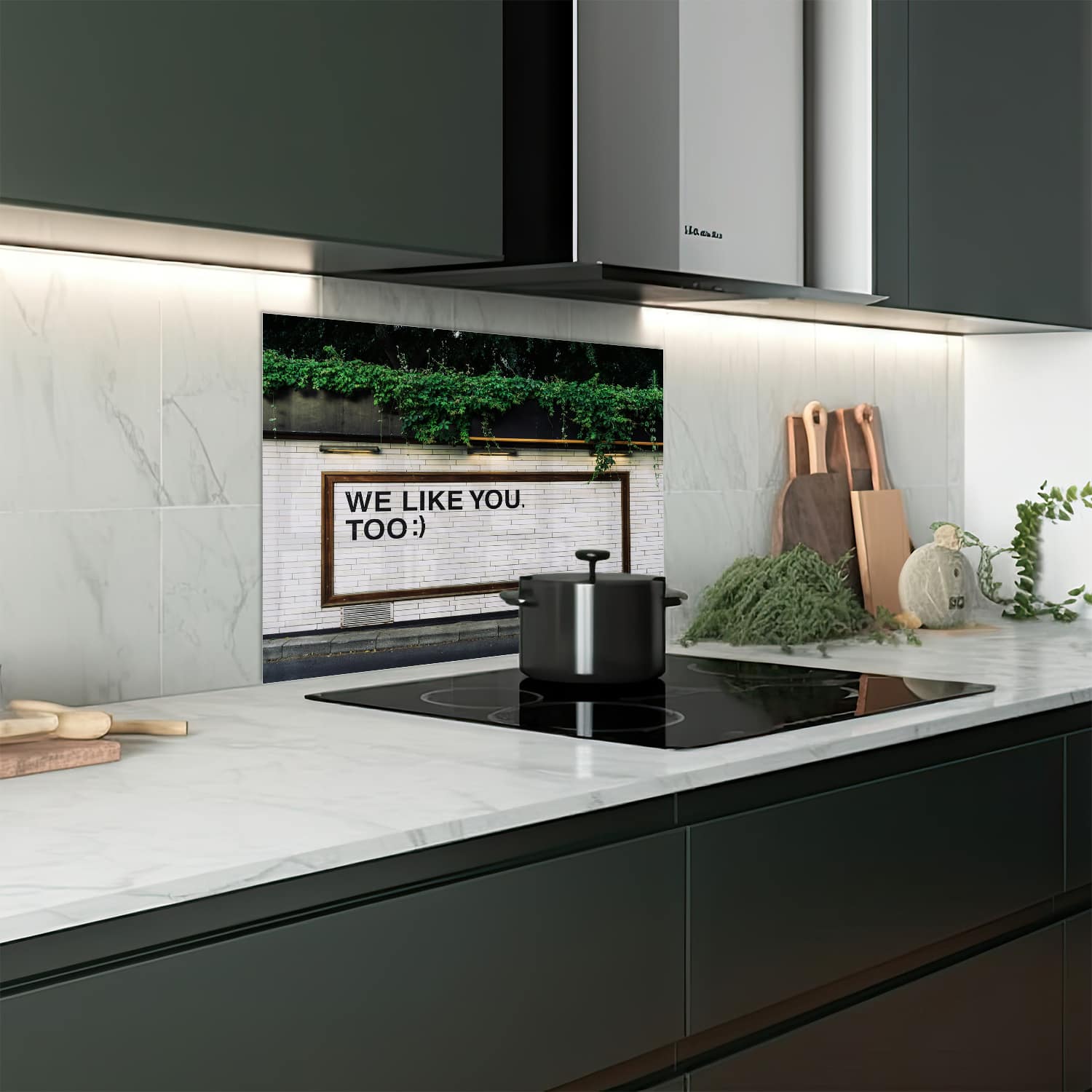 Eigen afmeting spatscherm-op-maat Keuken - Hittebestendig gehard glas - We Like You To