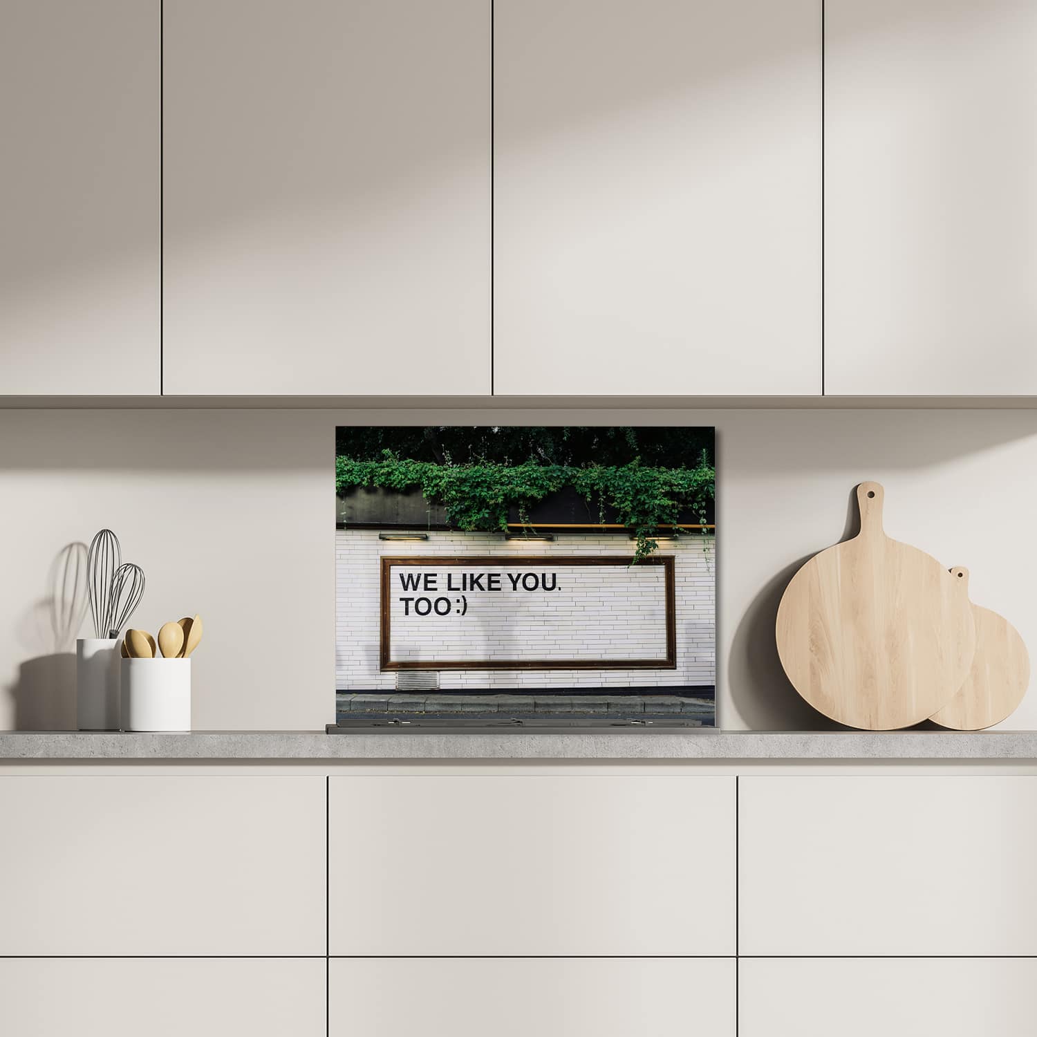 Eigen afmeting spatscherm-op-maat Keuken - Hittebestendig gehard glas - We Like You To